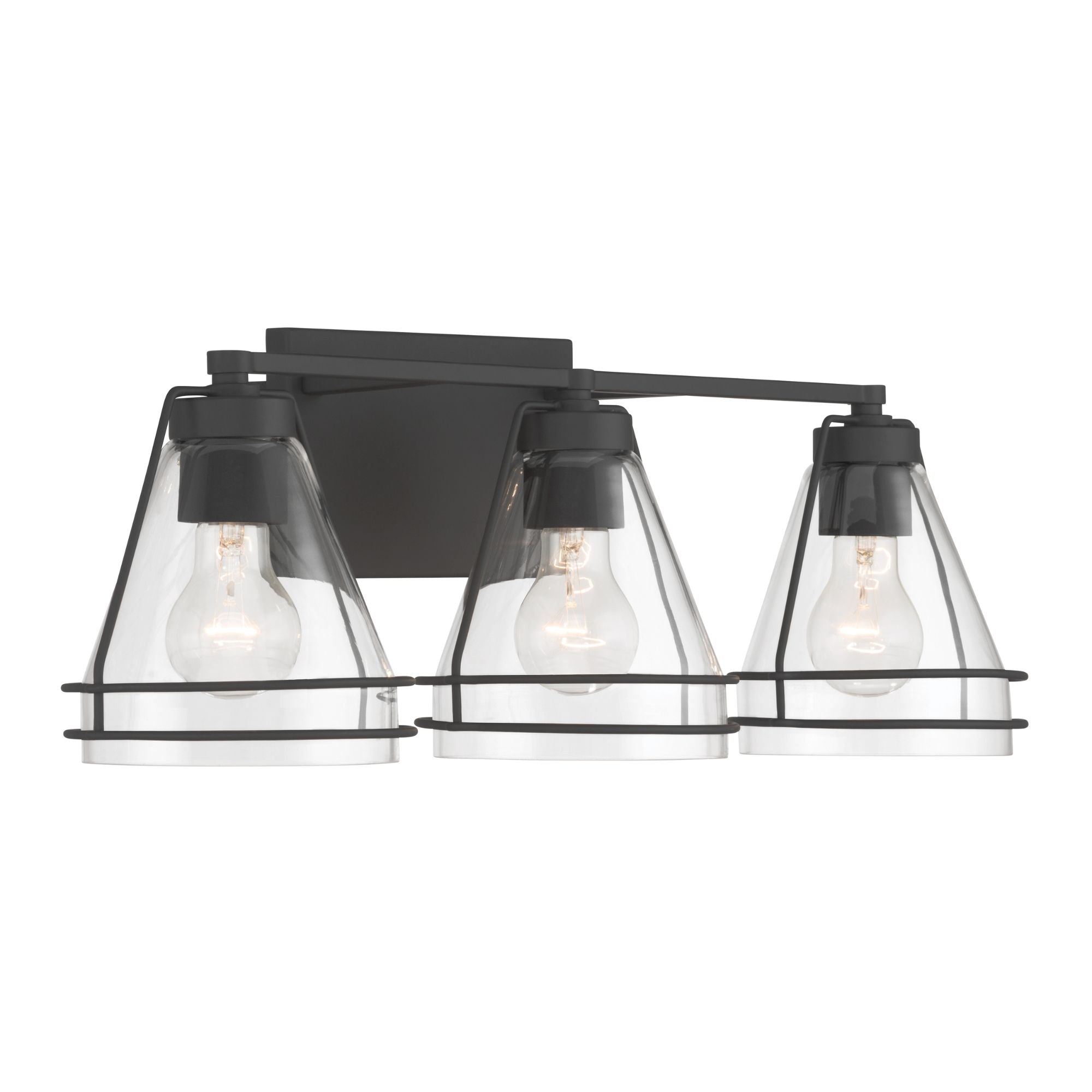 Minka-Lavery Lorenth 24.25 in. 3-Light Vanity, Dark Matte Black with Clear Cone Glass