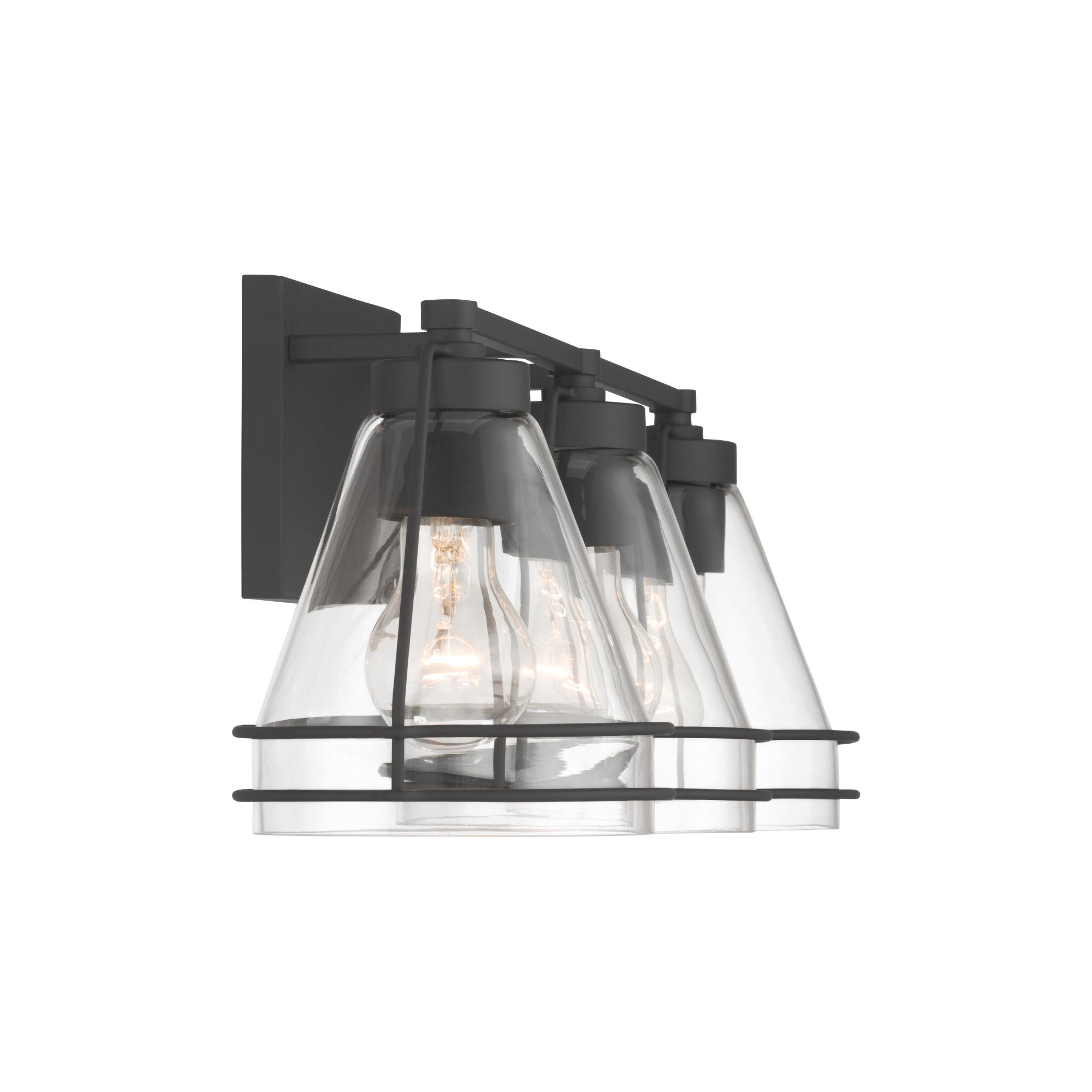 Minka-Lavery Lorenth 24.25 in. 3-Light Vanity, Dark Matte Black with Clear Cone Glass