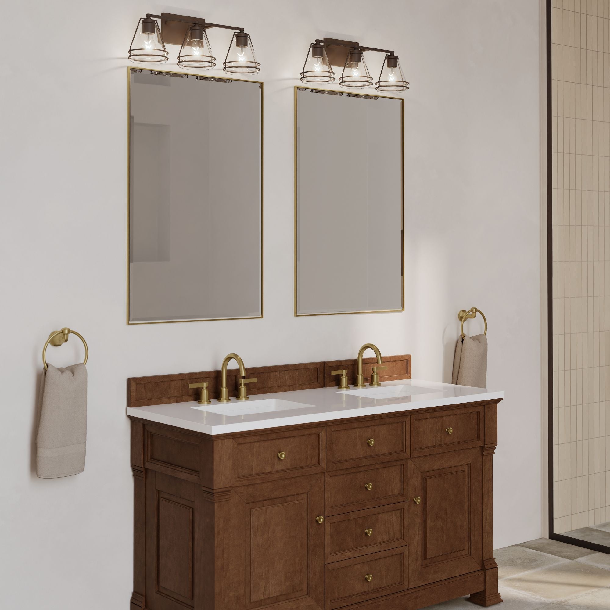 Minka-Lavery Lorenth Vanity, Dark Matte Black with Clear Cone Glass