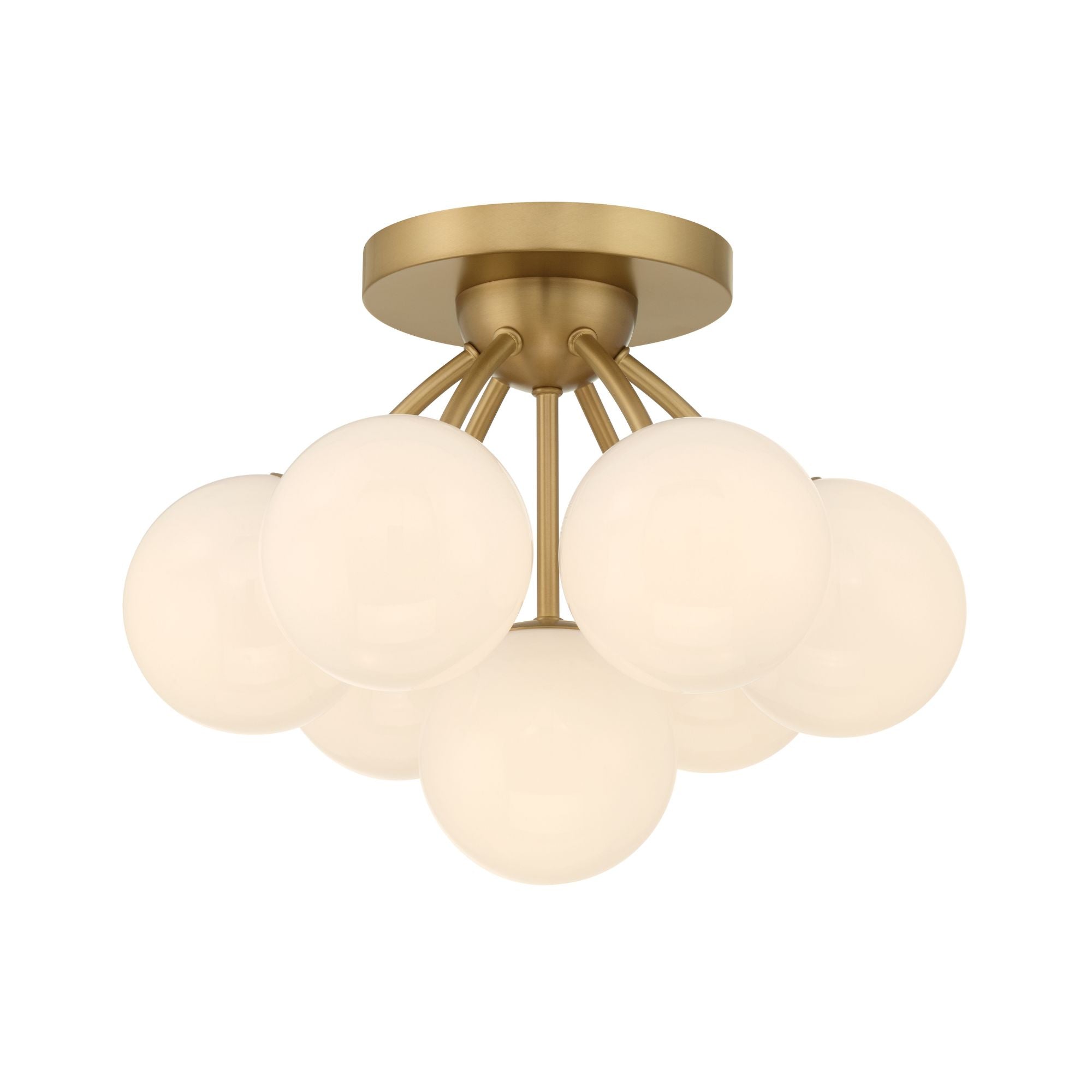 Minka-Lavery Lunara 18.25 in. 7-Light Semi-Flush Mount, Legacy Brass with Opal Glass