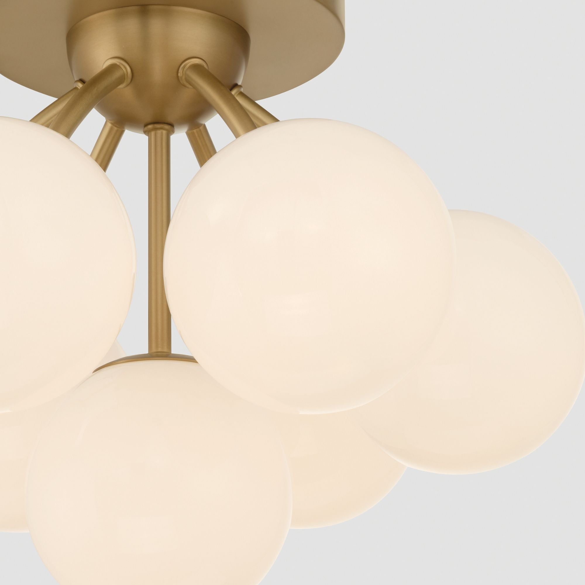 Minka-Lavery Lunara 18.25 in. 7-Light Semi-Flush Mount, Legacy Brass with Opal Glass