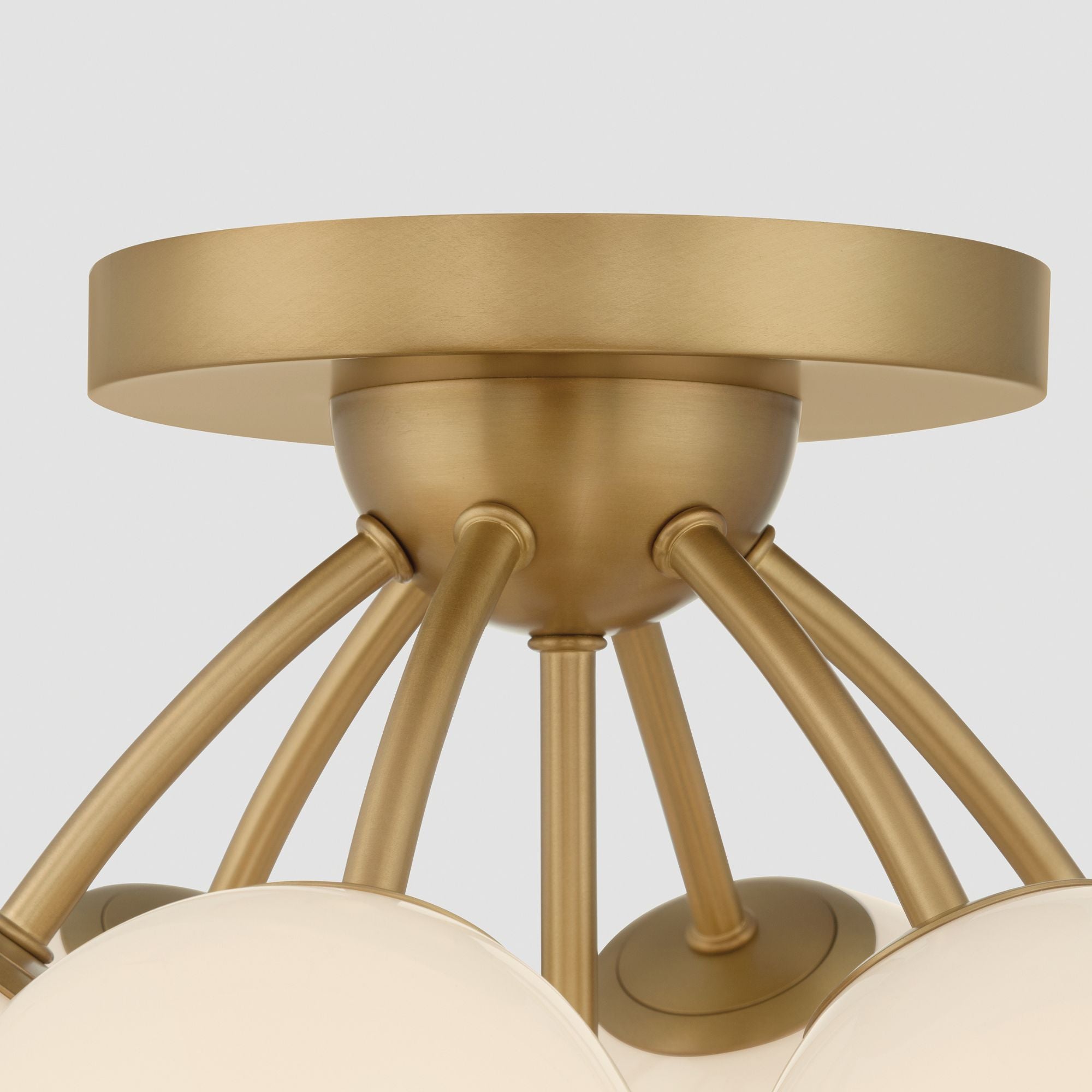 Minka-Lavery Lunara 18.25 in. 7-Light Semi-Flush Mount, Legacy Brass with Opal Glass