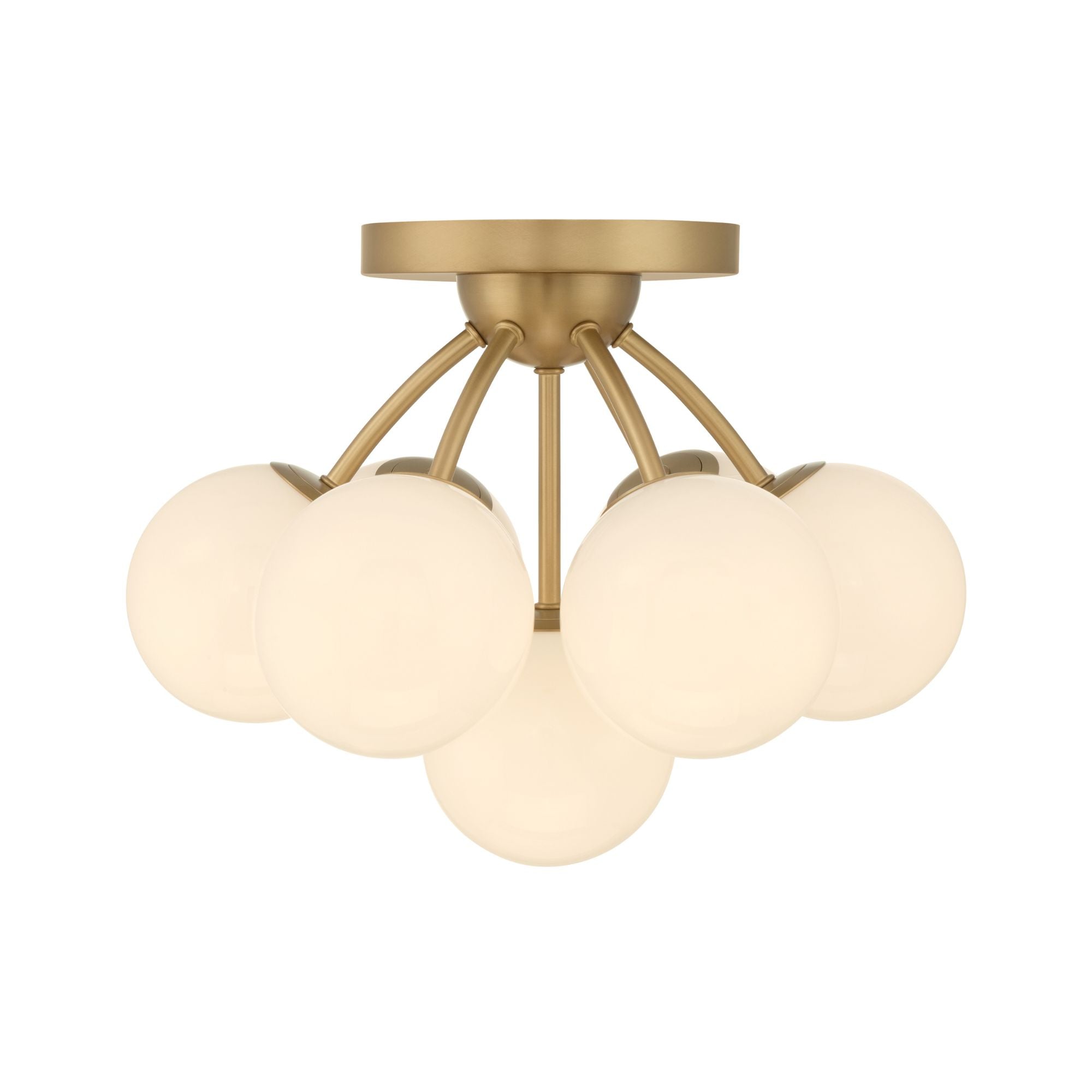 Minka-Lavery Lunara 18.25 in. 7-Light Semi-Flush Mount, Legacy Brass with Opal Glass