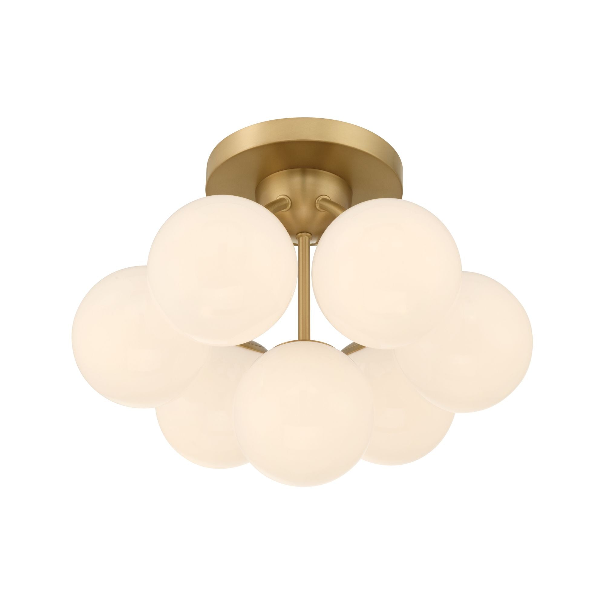 Minka-Lavery Lunara 18.25 in. 7-Light Semi-Flush Mount, Legacy Brass with Opal Glass