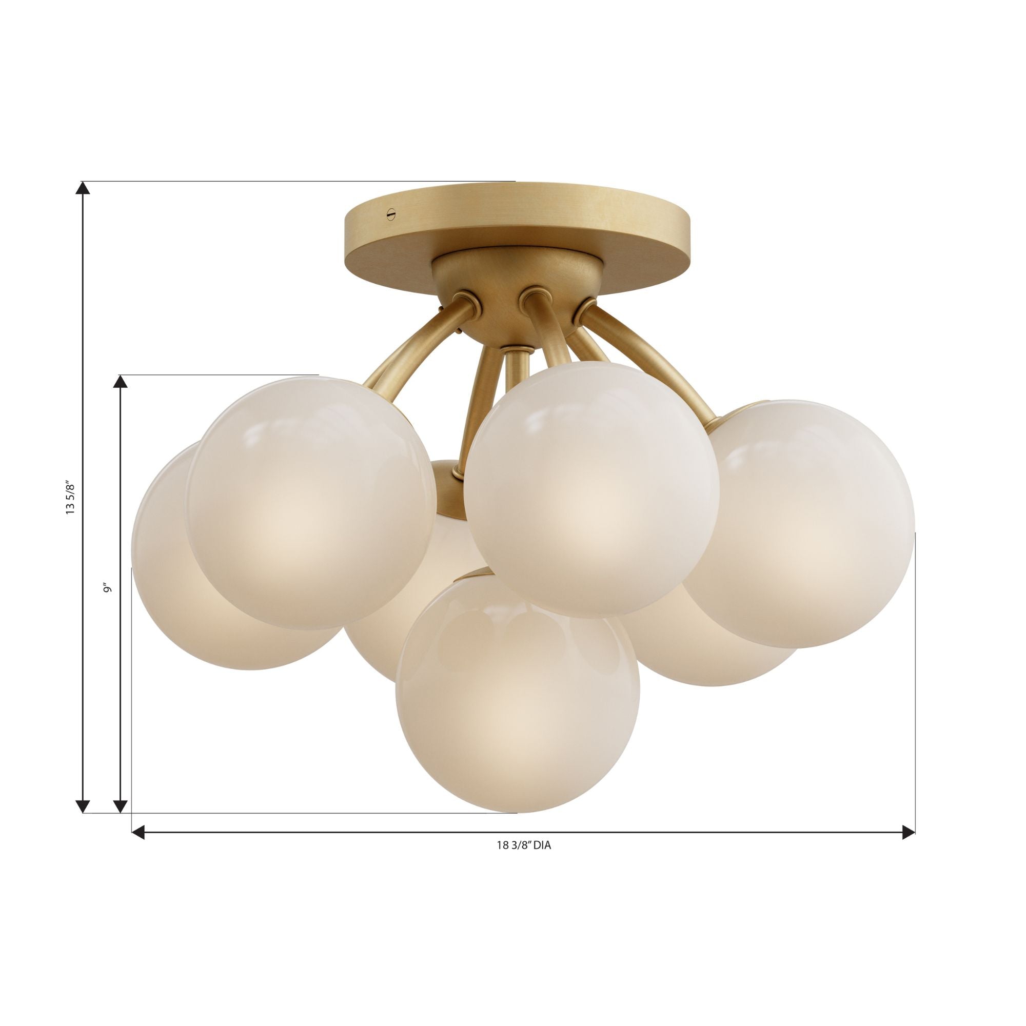 Minka-Lavery Lunara 18.25 in. 7-Light Semi-Flush Mount, Legacy Brass with Opal Glass