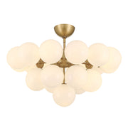 Minka-Lavery Lunara 28 in. 19-Light Semi-Flush Mount, Legacy Brass with Opal Glass