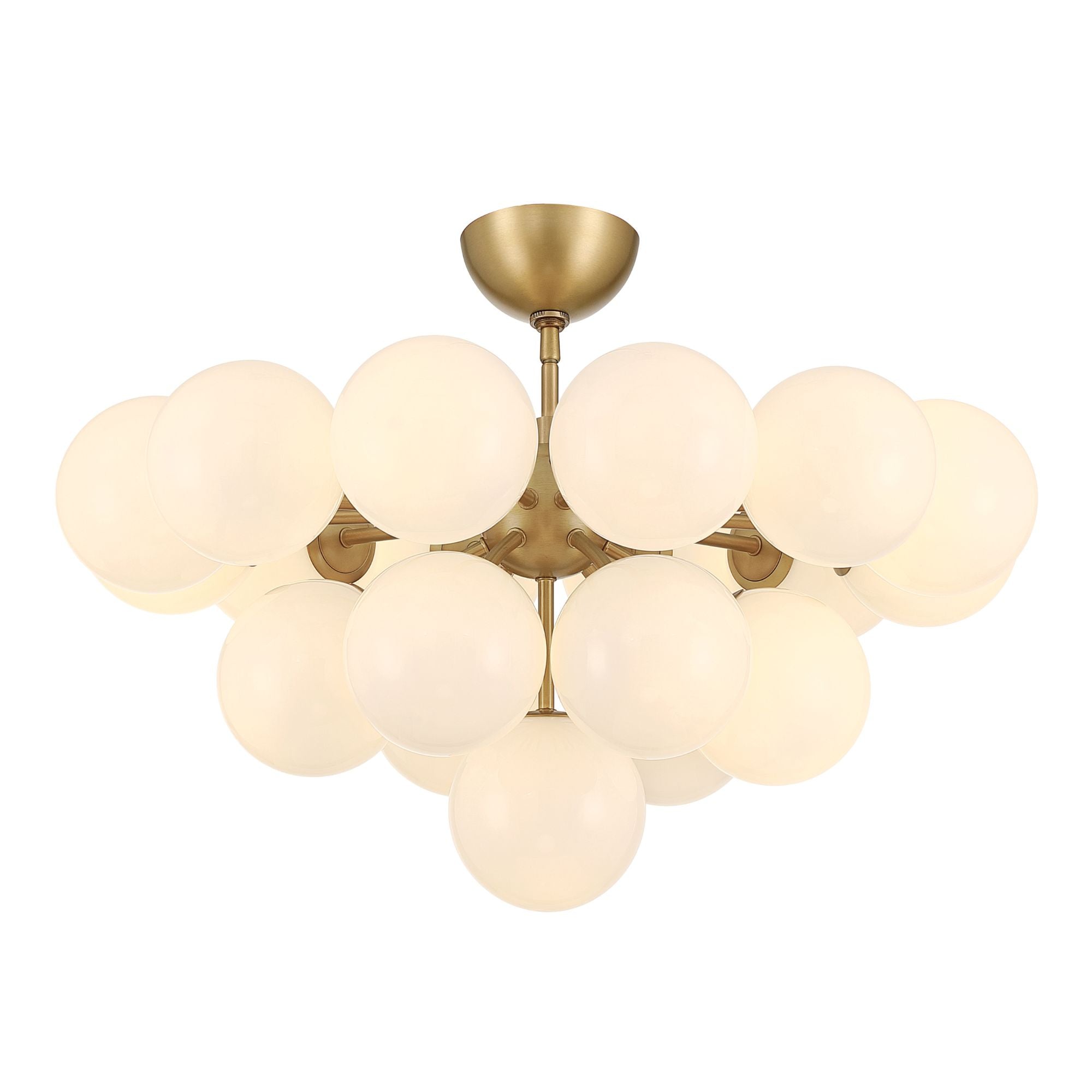 Minka-Lavery Lunara 28 in. 19-Light Semi-Flush Mount, Legacy Brass with Opal Glass