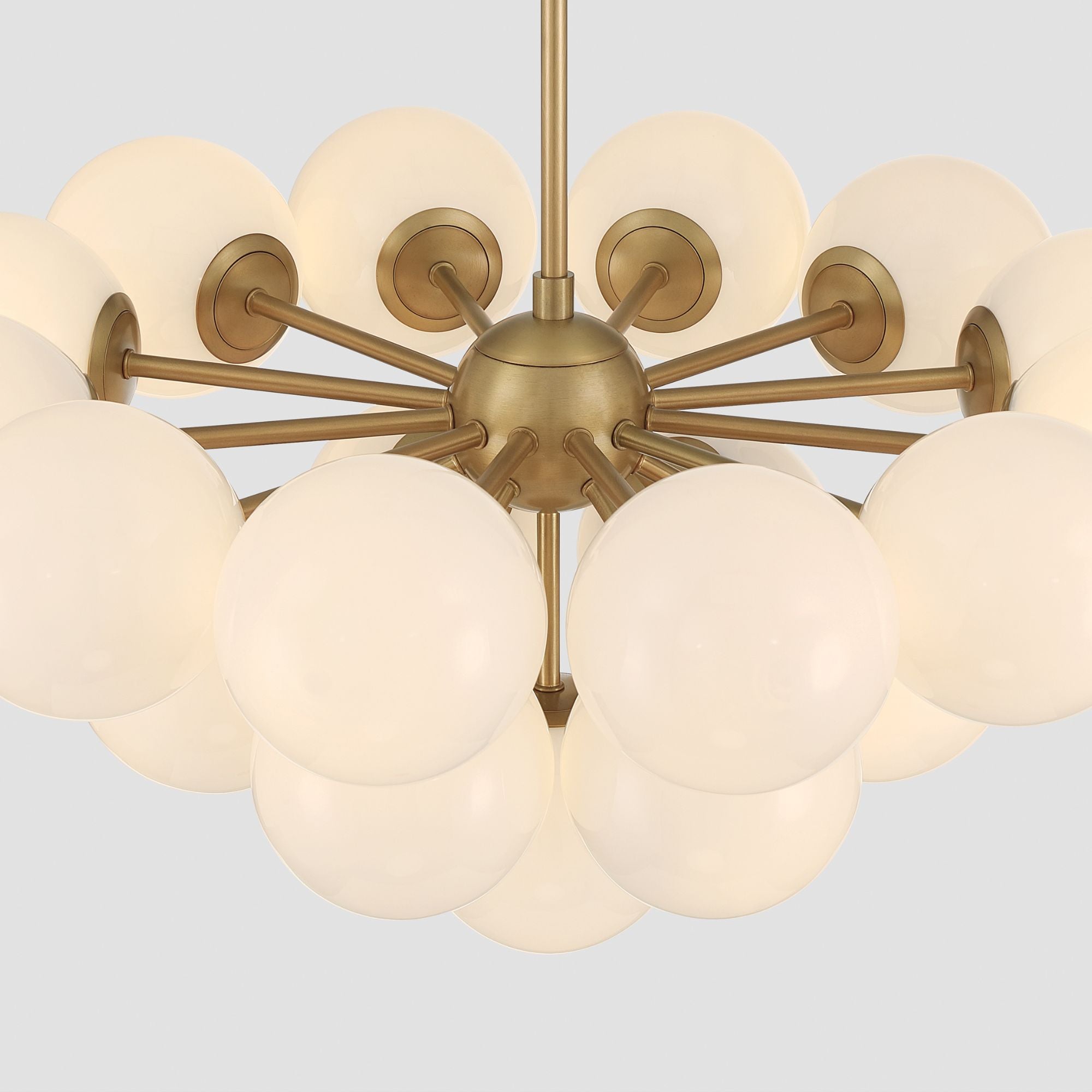 Minka-Lavery Lunara 28 in. 19-Light Semi-Flush Mount, Legacy Brass with Opal Glass