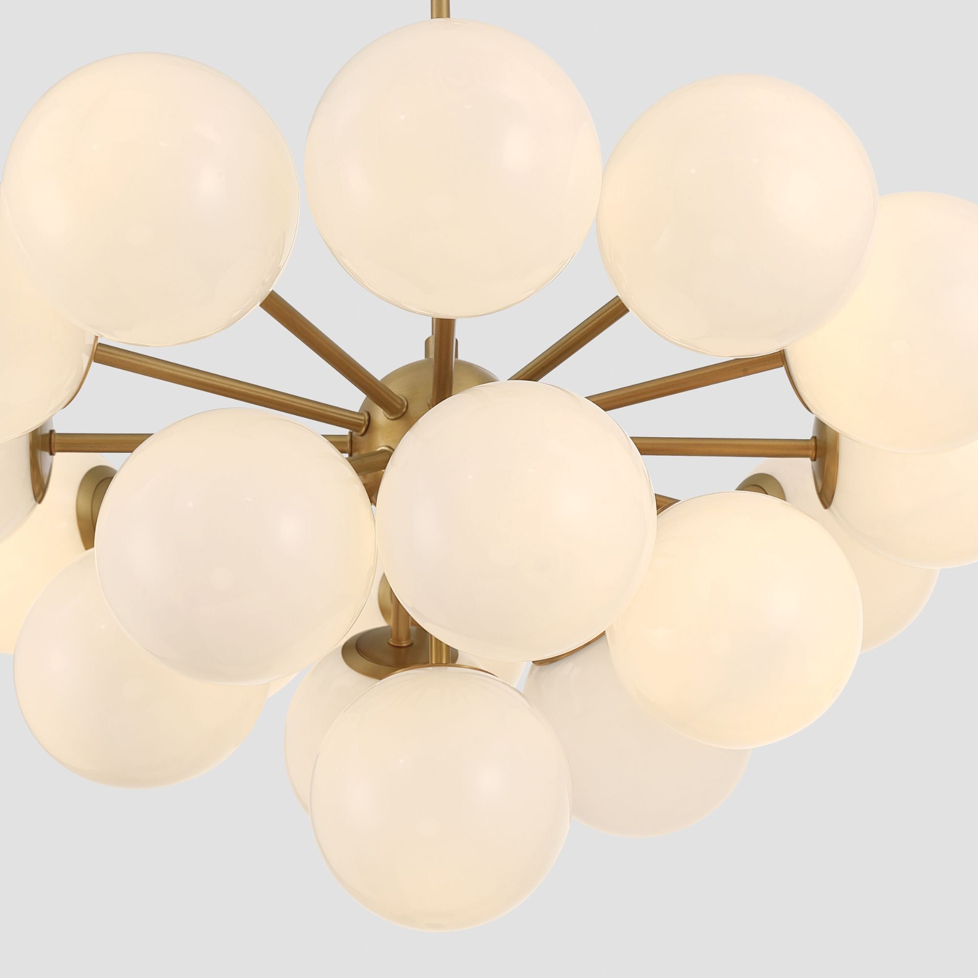 Minka-Lavery Lunara 28 in. 19-Light Semi-Flush Mount, Legacy Brass with Opal Glass