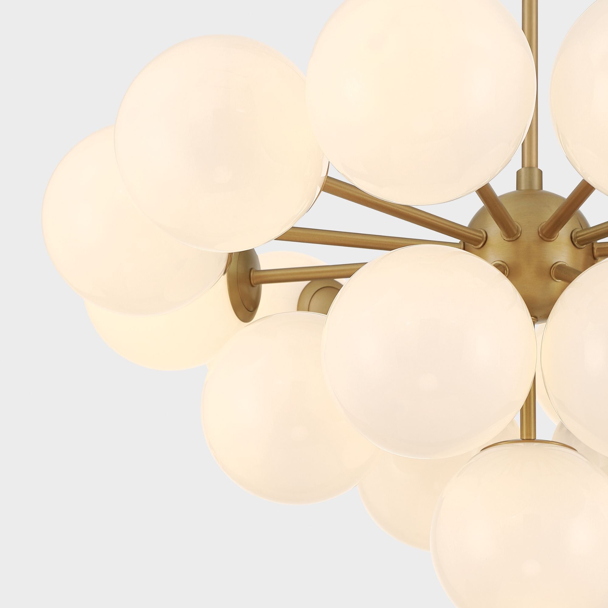 Minka-Lavery Lunara 28 in. 19-Light Semi-Flush Mount, Legacy Brass with Opal Glass