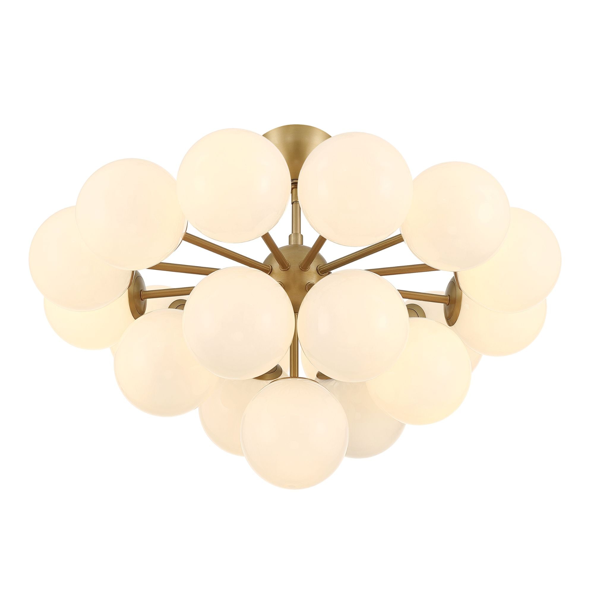 Minka-Lavery Lunara 28 in. 19-Light Semi-Flush Mount, Legacy Brass with Opal Glass