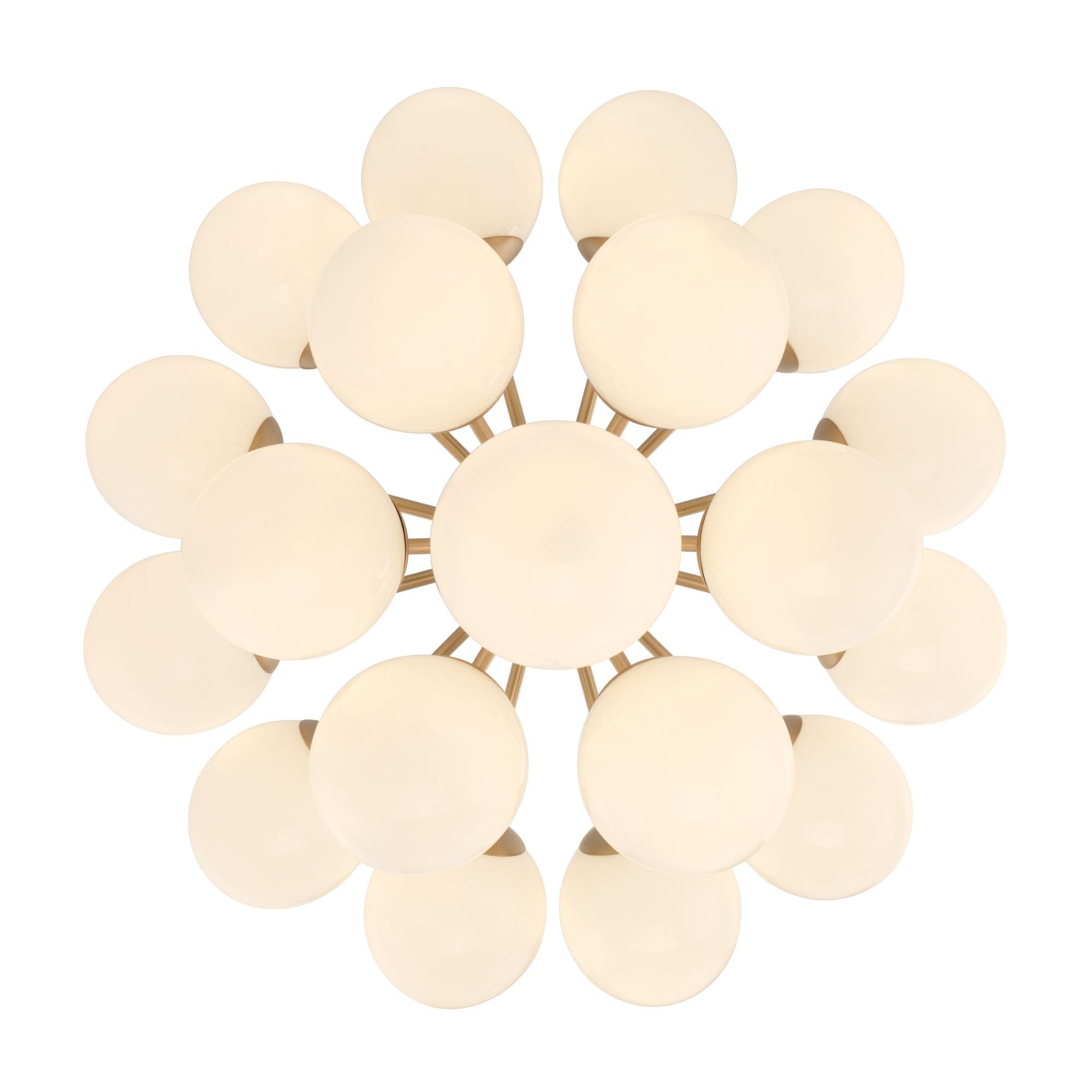 Minka-Lavery Lunara 28 in. 19-Light Semi-Flush Mount, Legacy Brass with Opal Glass