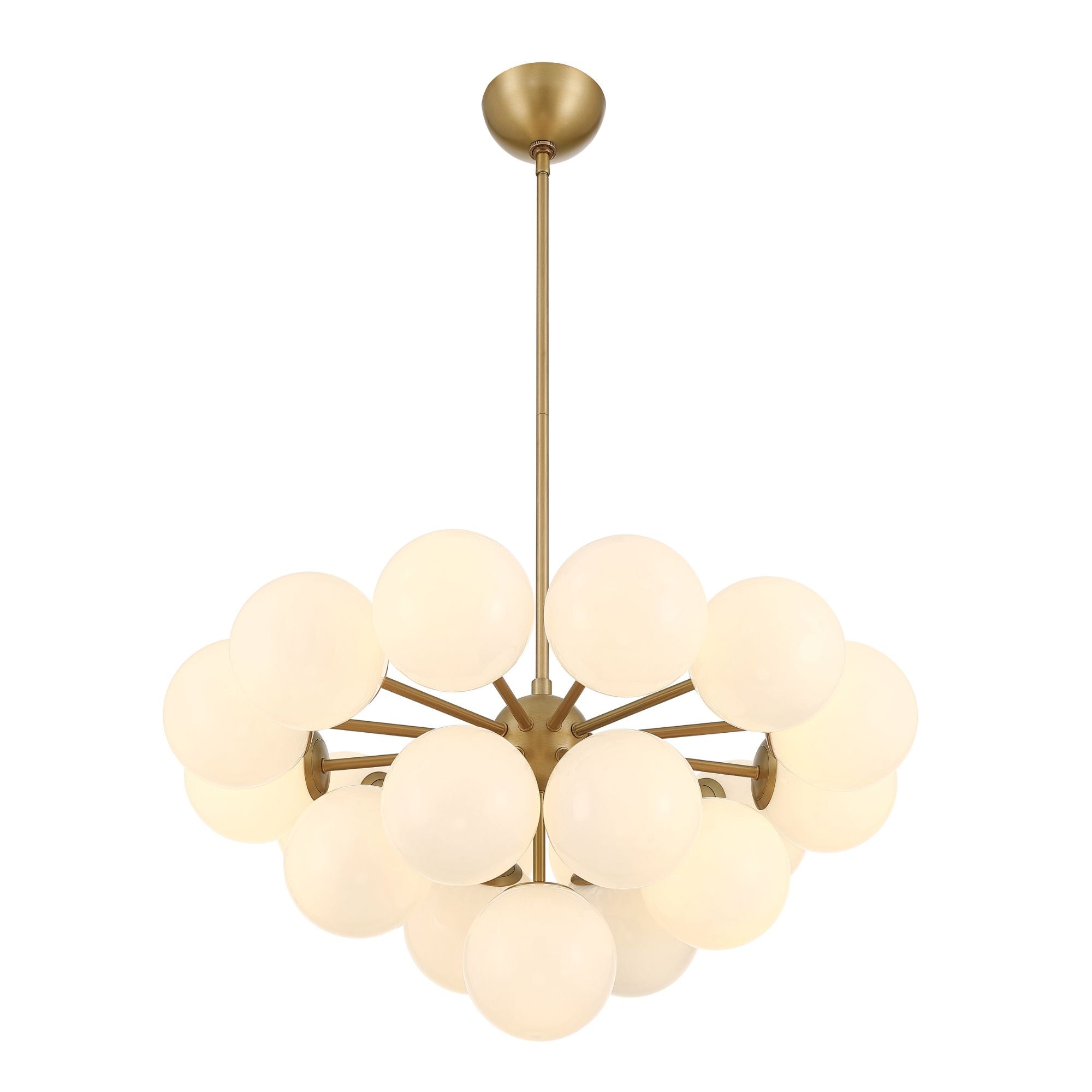 Minka-Lavery Lunara 28 in. 19-Light Semi-Flush Mount, Legacy Brass with Opal Glass