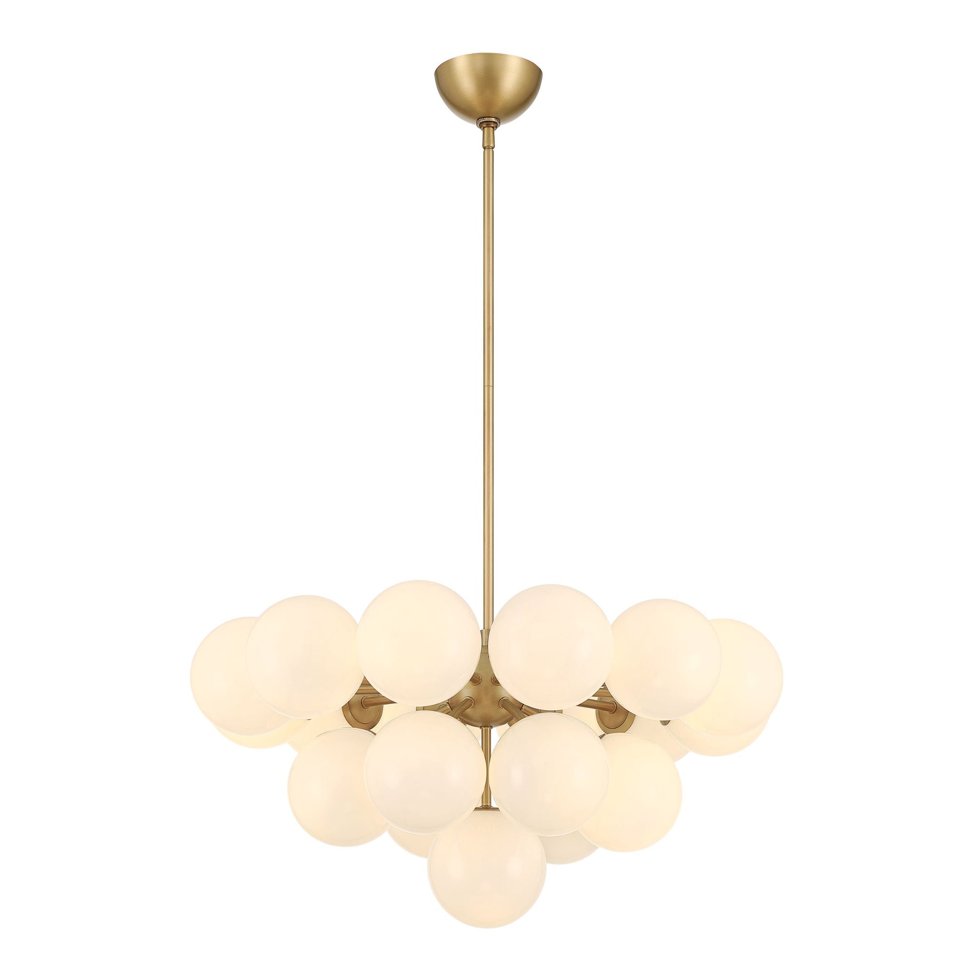 Minka-Lavery Lunara 28 in. 19-Light Semi-Flush Mount, Legacy Brass with Opal Glass