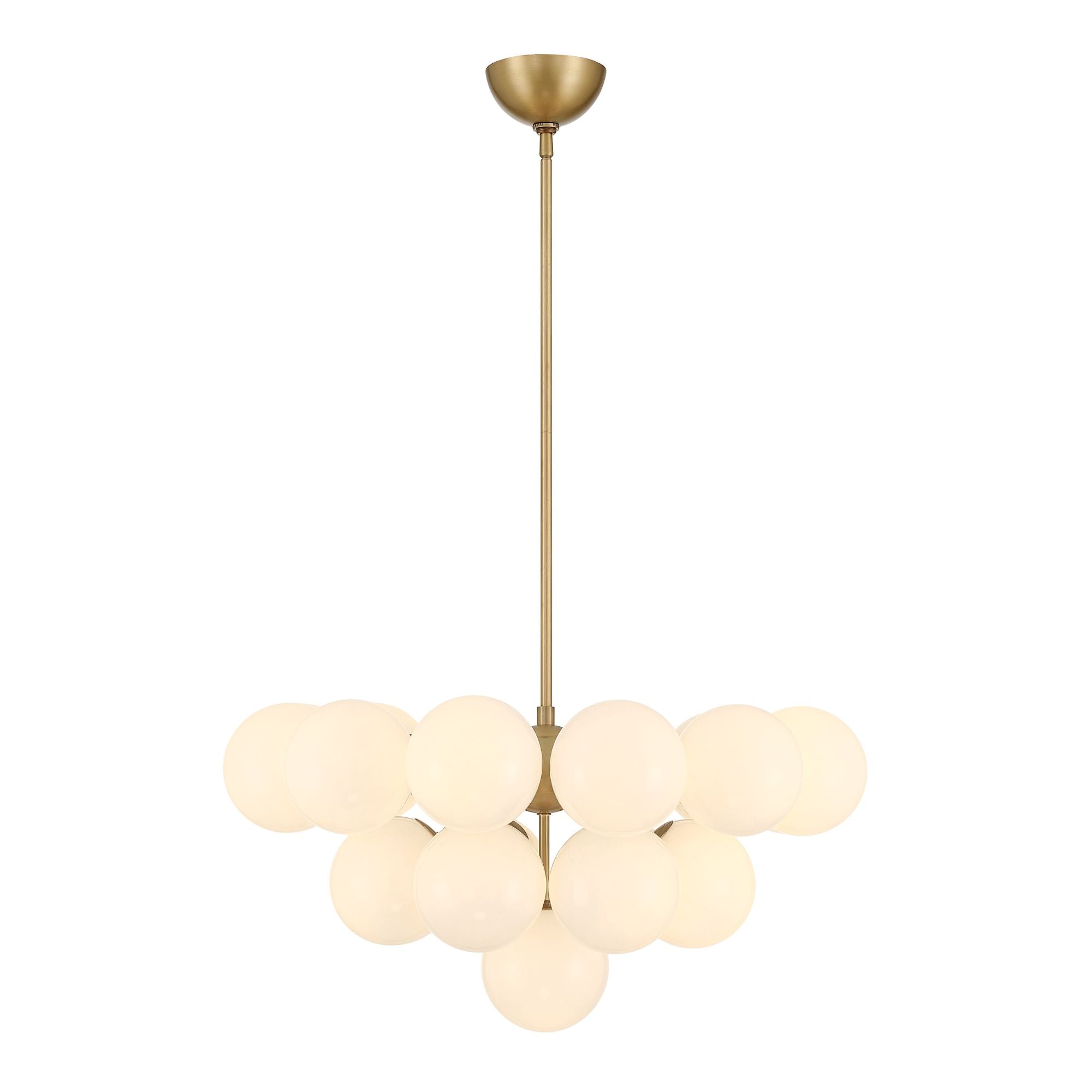 Minka-Lavery Lunara 28 in. 19-Light Semi-Flush Mount, Legacy Brass with Opal Glass