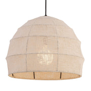 Minka-Lavery Lunel 24 in. Pendant Light, Dark Bronze with Textured Linen Fabric Shade