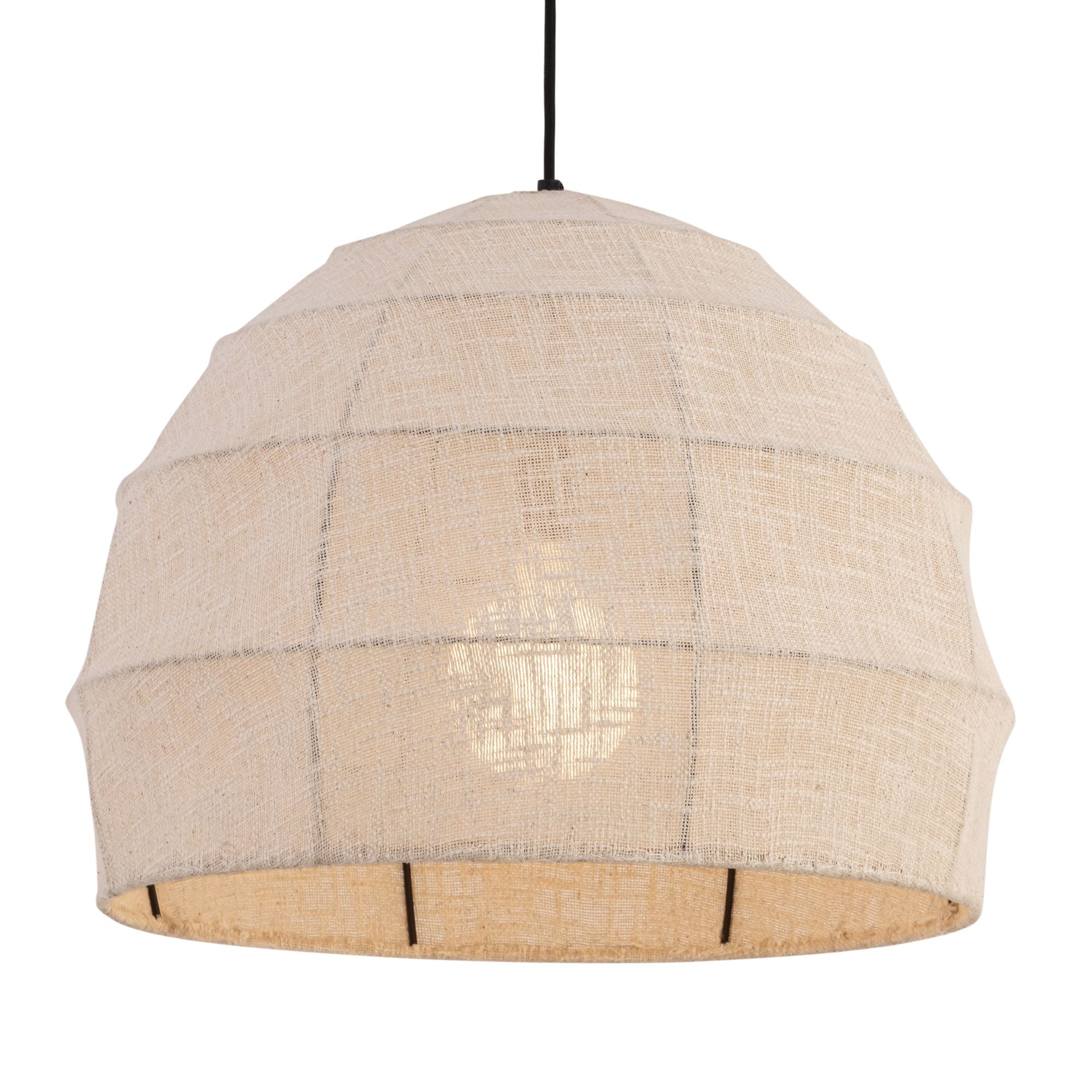 Minka-Lavery Lunel 24 in. Pendant Light, Dark Bronze with Textured Linen Fabric Shade