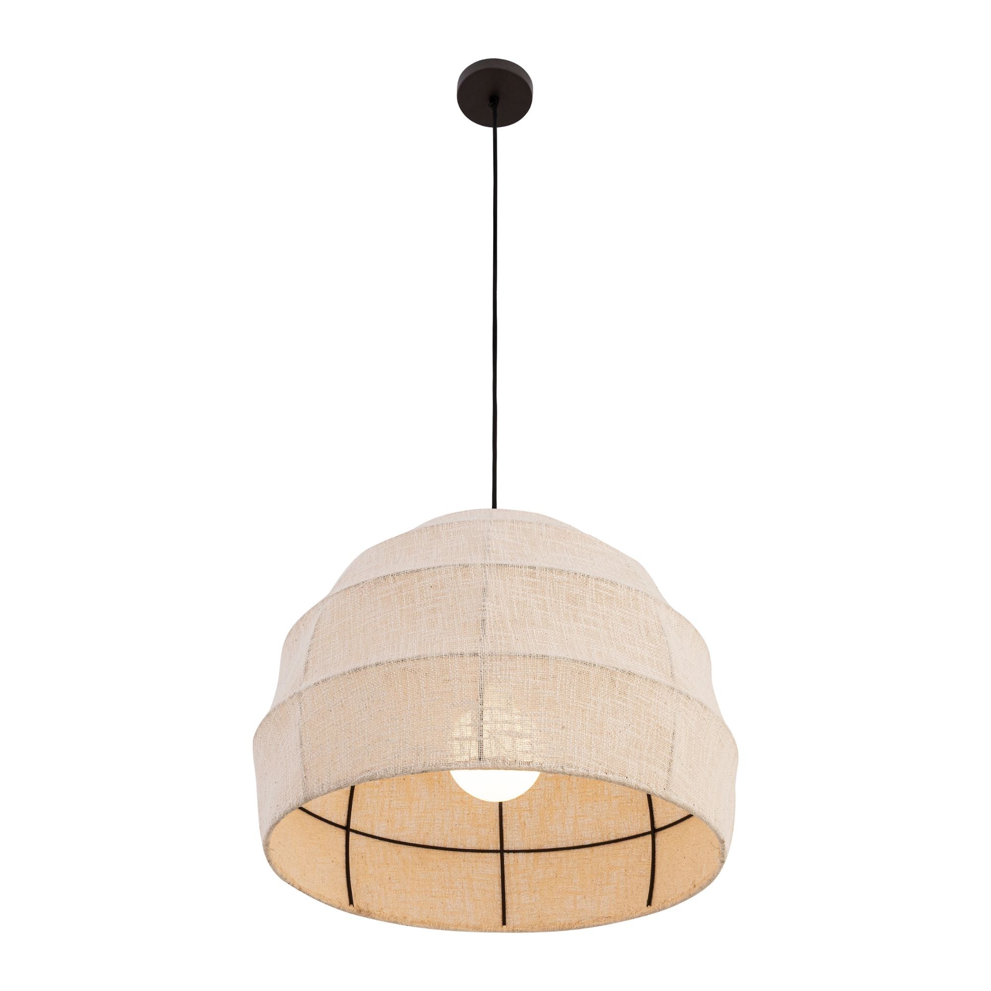 Minka-Lavery Lunel 24 in. Pendant Light, Dark Bronze with Textured Linen Fabric Shade