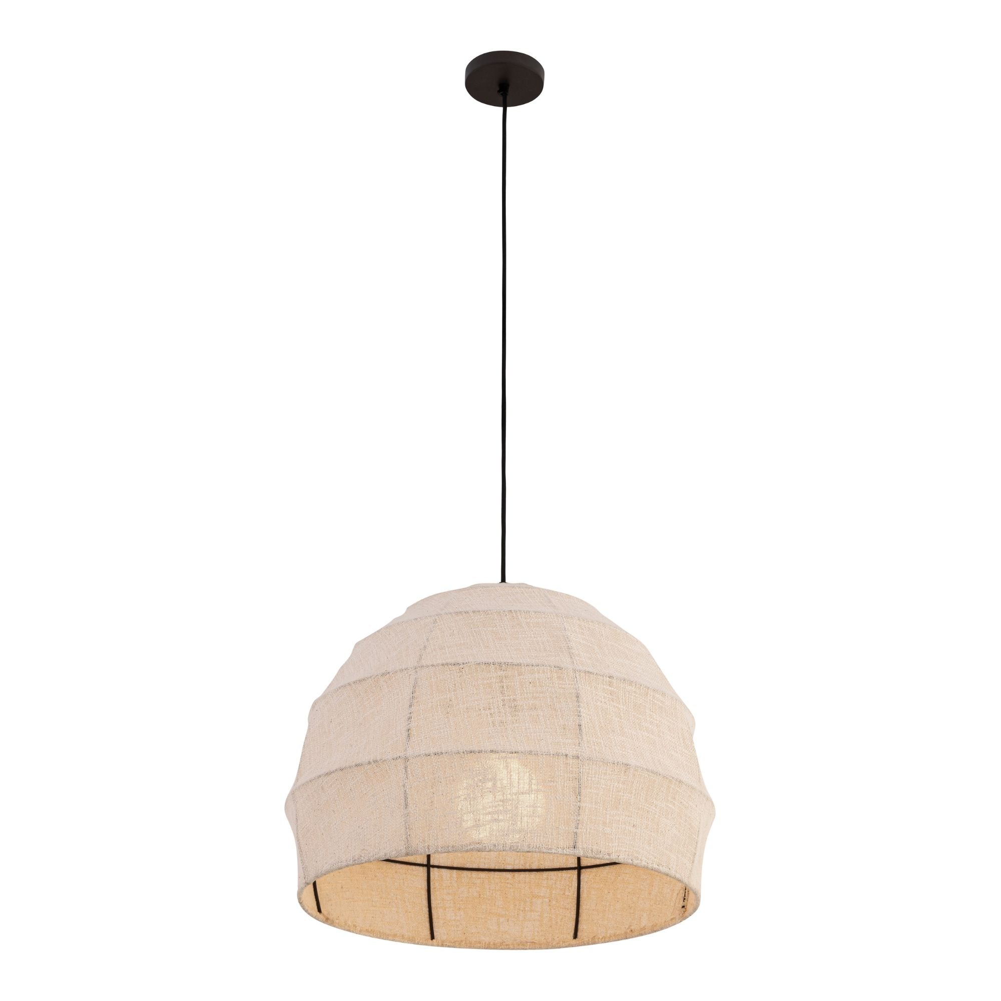 Minka-Lavery Lunel 24 in. Pendant Light, Dark Bronze with Textured Linen Fabric Shade