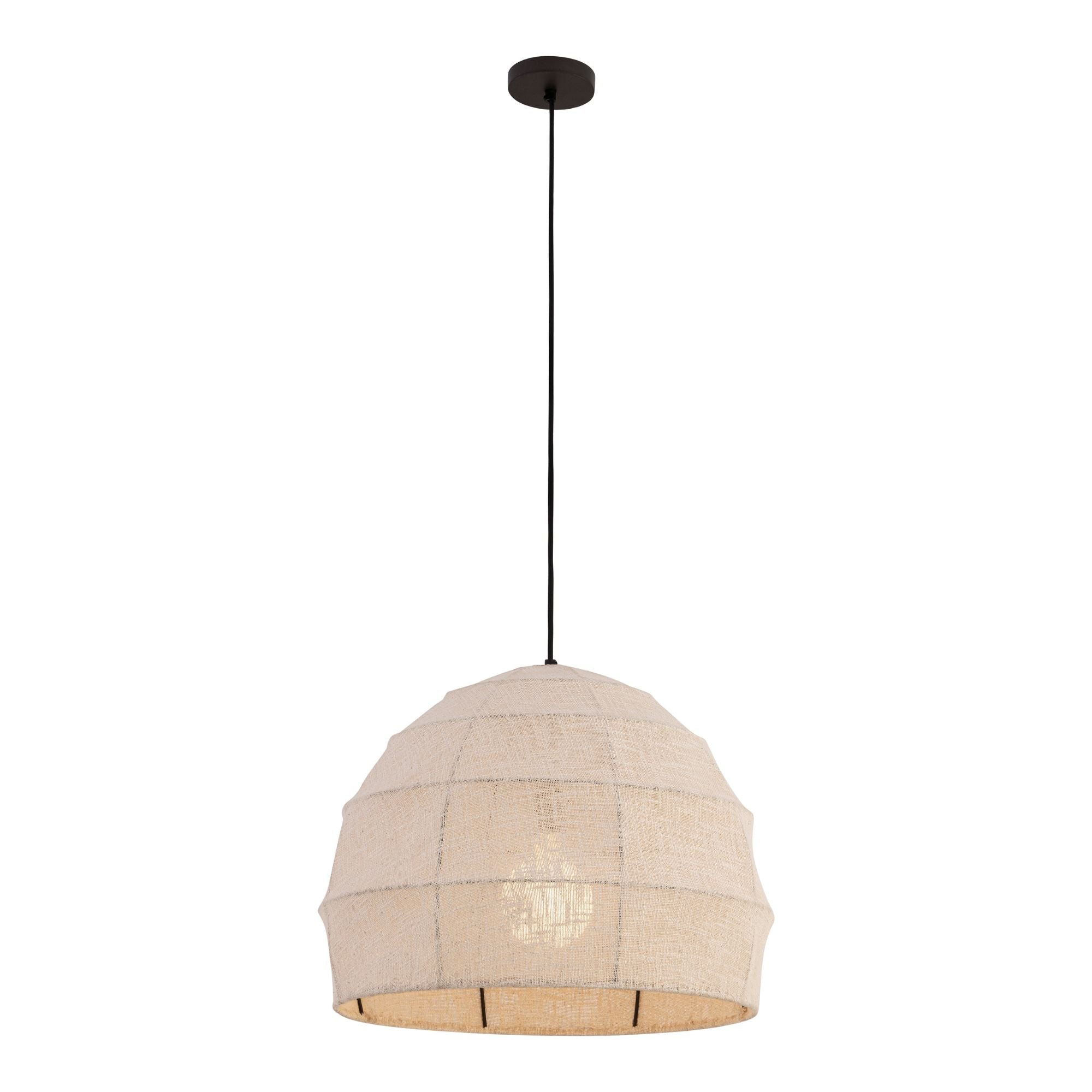 Minka-Lavery Lunel 24 in. Pendant Light, Dark Bronze with Textured Linen Fabric Shade