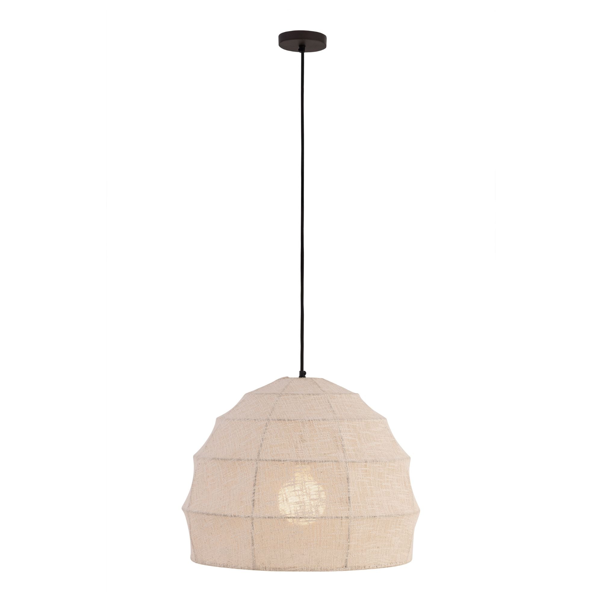 Minka-Lavery Lunel 24 in. Pendant Light, Dark Bronze with Textured Linen Fabric Shade