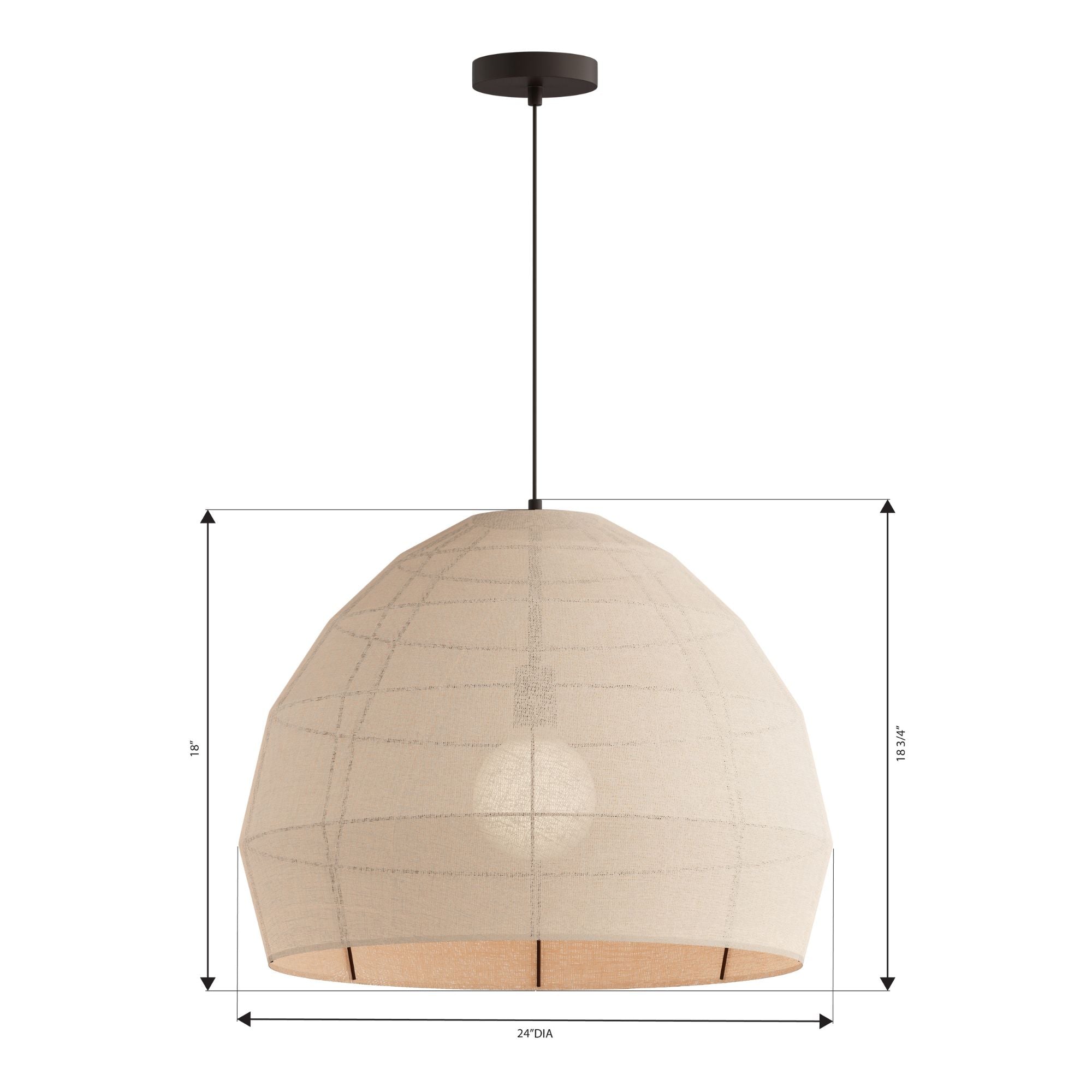 Minka-Lavery Lunel 24 in. Pendant Light, Dark Bronze with Textured Linen Fabric Shade