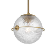 Minka-Lavery Luniva 9 in. Mini Pendant, Legacy Brass with Clear Square Textured Glass