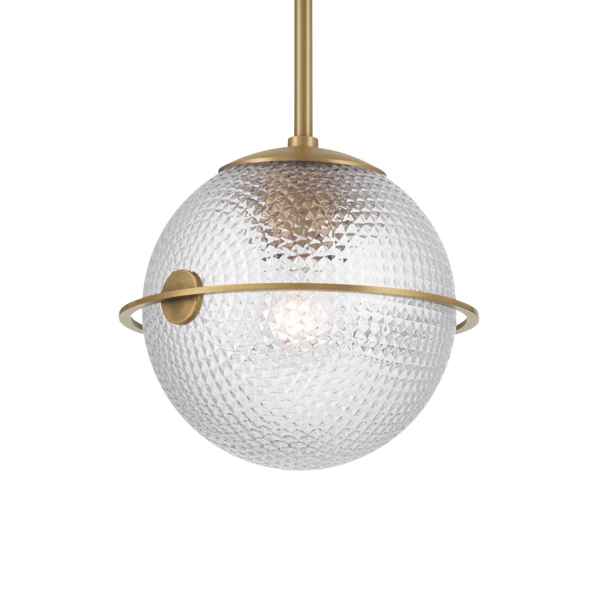 Minka-Lavery Luniva 9 in. Mini Pendant, Legacy Brass with Clear Square Textured Glass