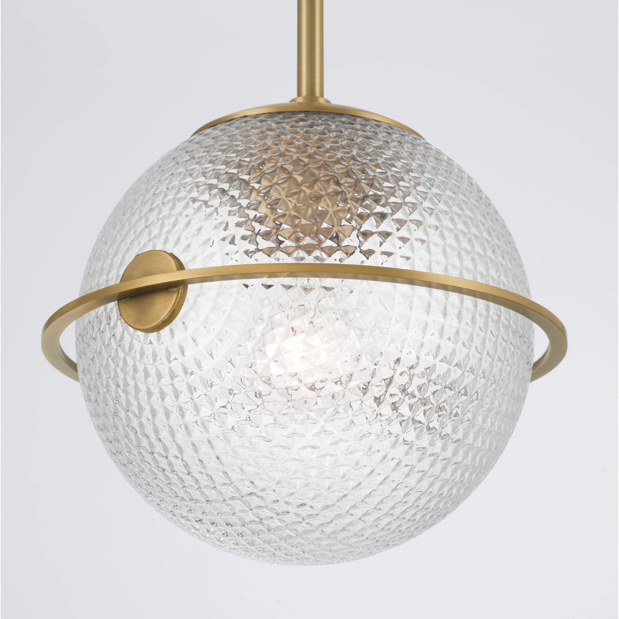 Minka-Lavery Luniva 9 in. Mini Pendant, Legacy Brass with Clear Square Textured Glass
