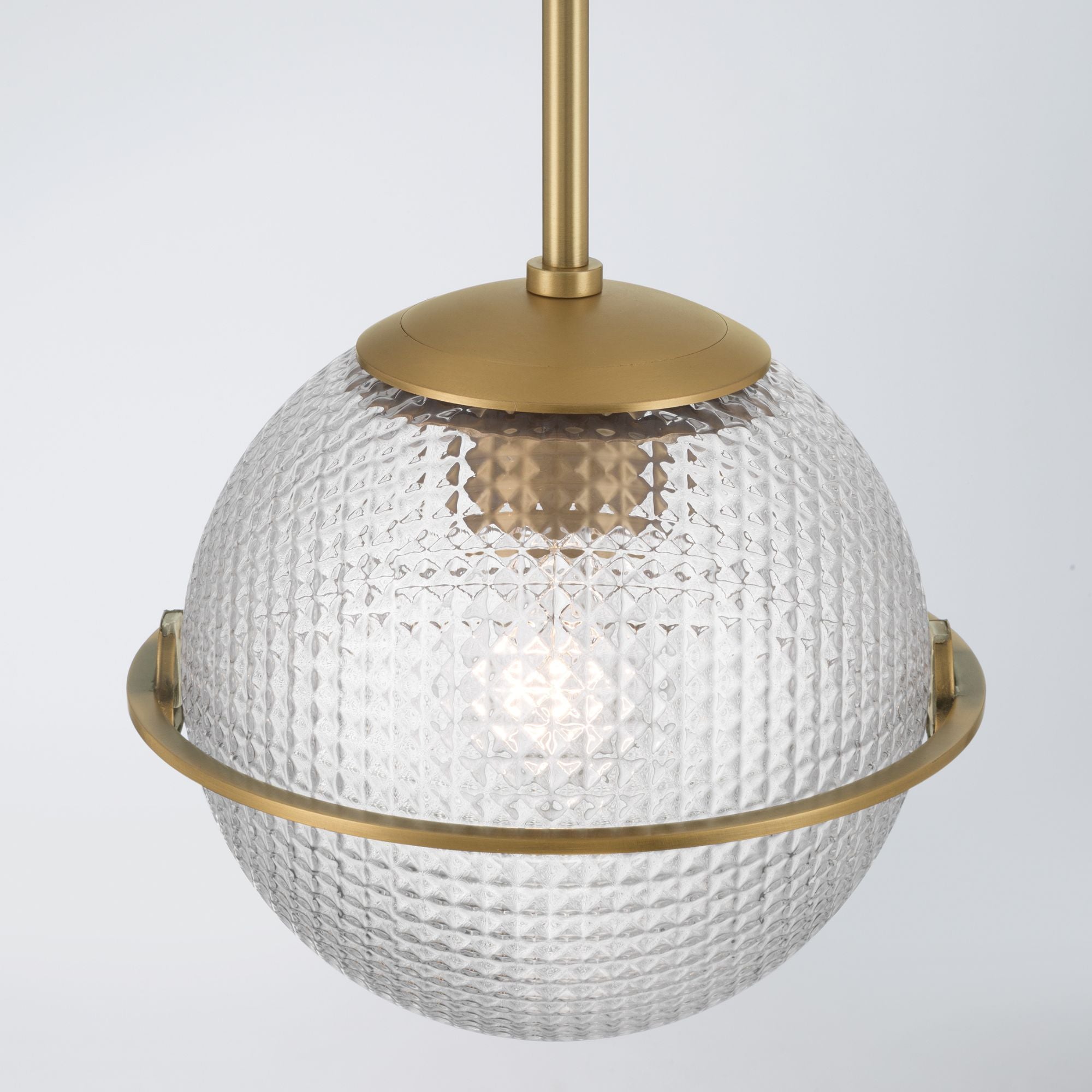 Minka-Lavery Luniva 9 in. Mini Pendant, Legacy Brass with Clear Square Textured Glass