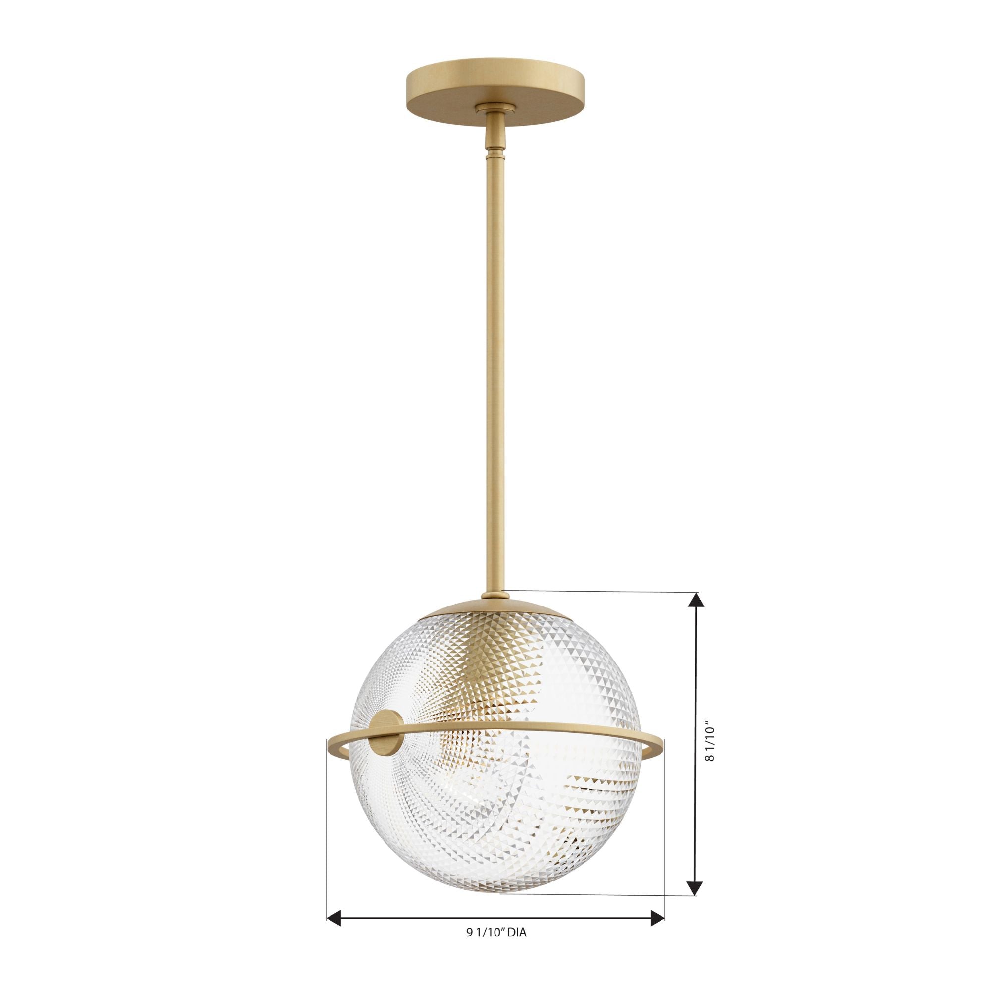 Minka-Lavery Luniva 9 in. Mini Pendant, Legacy Brass with Clear Square Textured Glass
