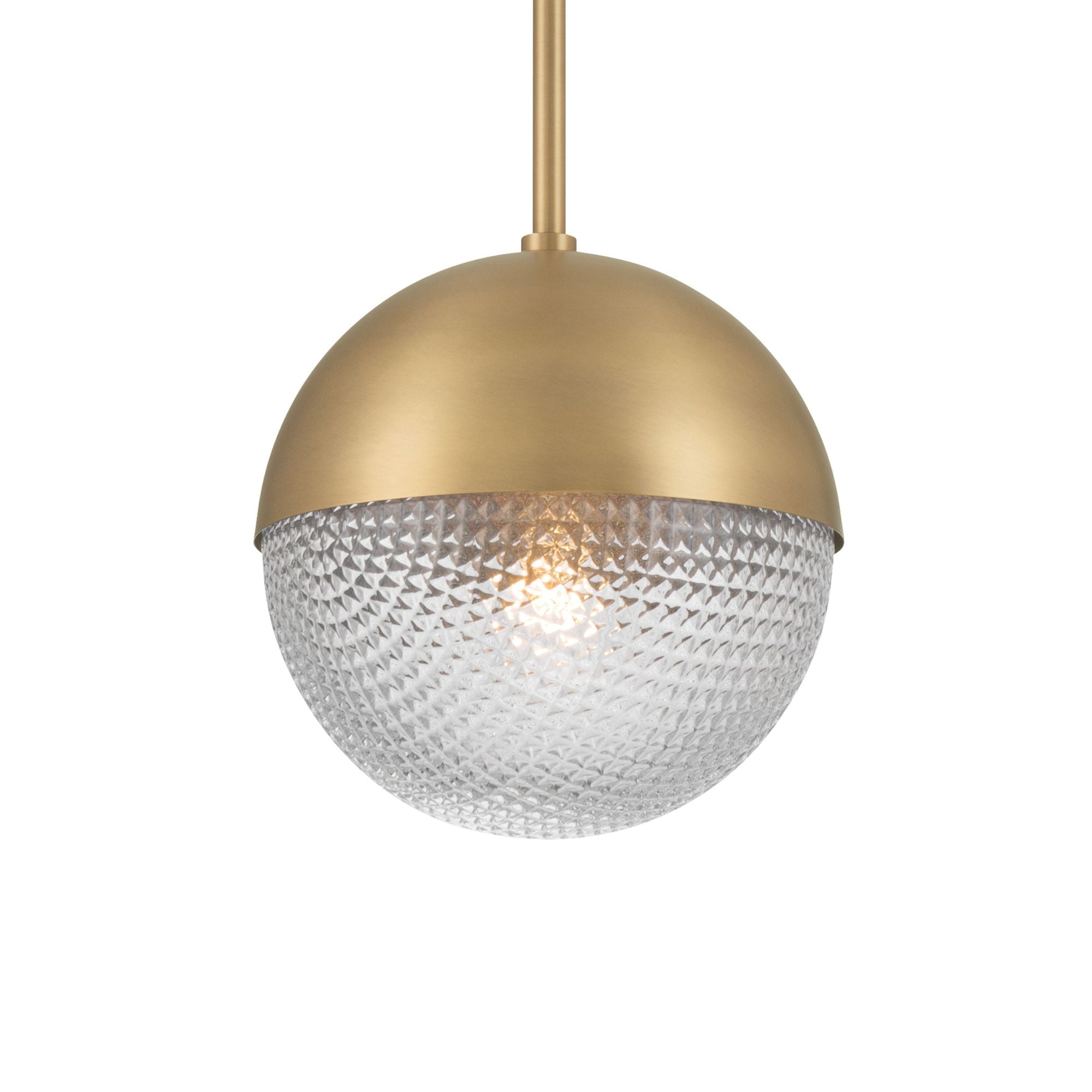 Minka-Lavery Luniva 8.5 in. Mini Pendant, Legacy Brass with Clear Square Textured Glass