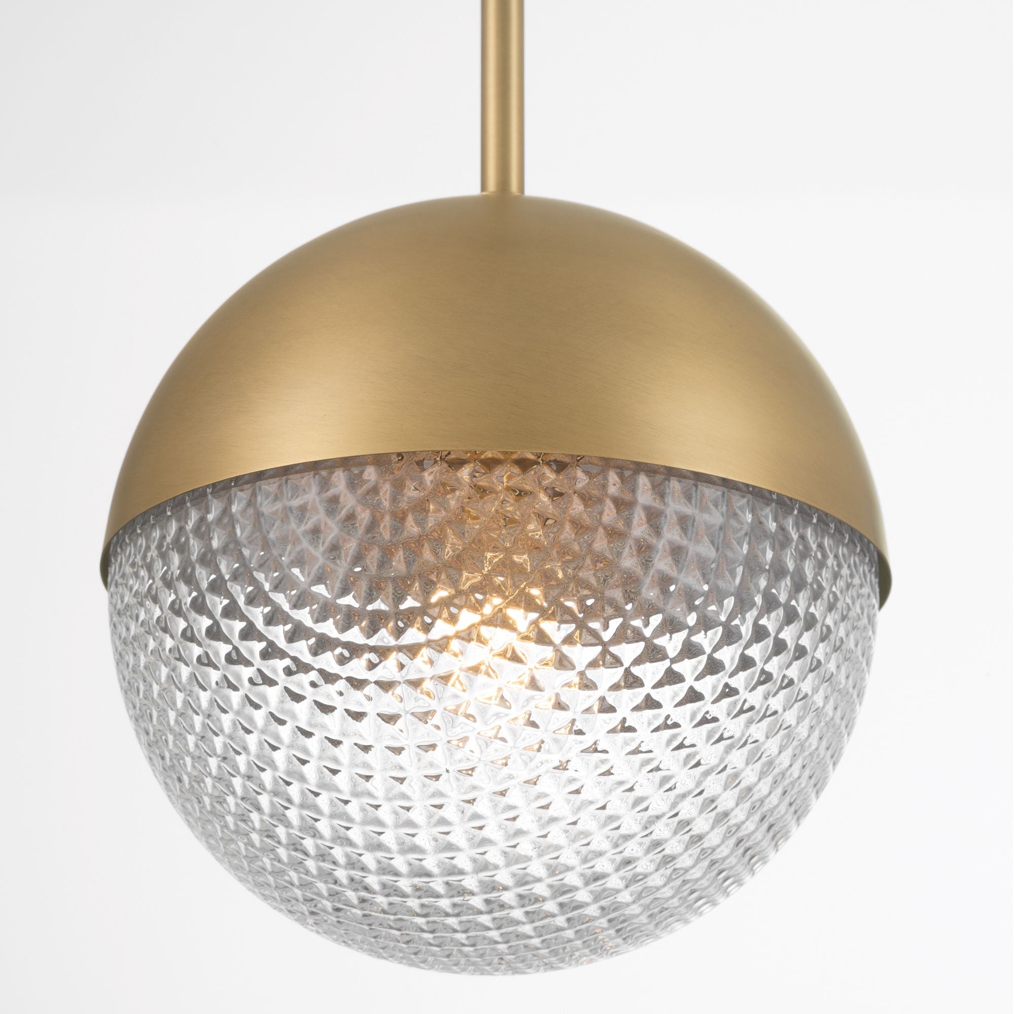 Minka-Lavery Luniva 8.5 in. Mini Pendant, Legacy Brass with Clear Square Textured Glass