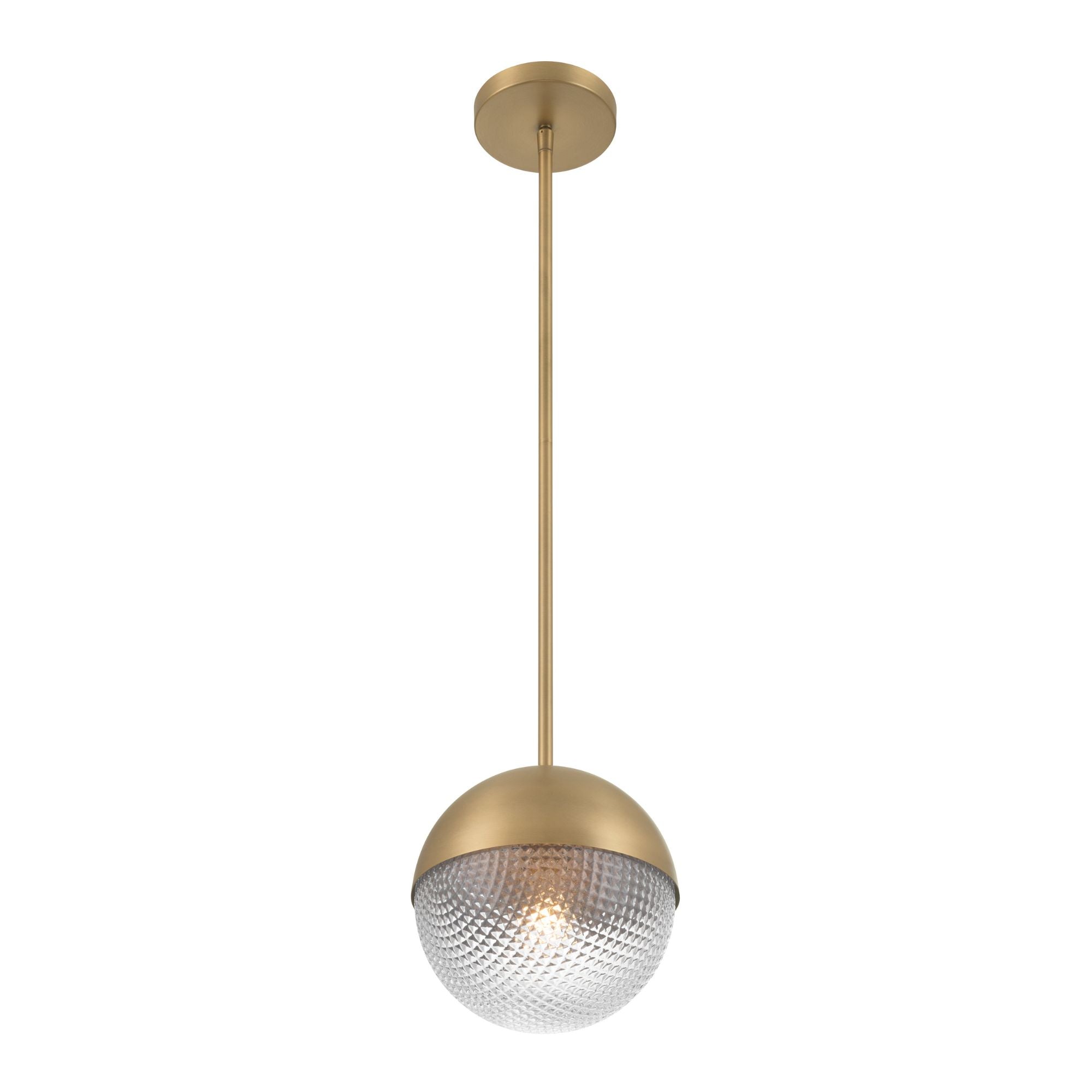 Minka-Lavery Luniva 8.5 in. Mini Pendant, Legacy Brass with Clear Square Textured Glass