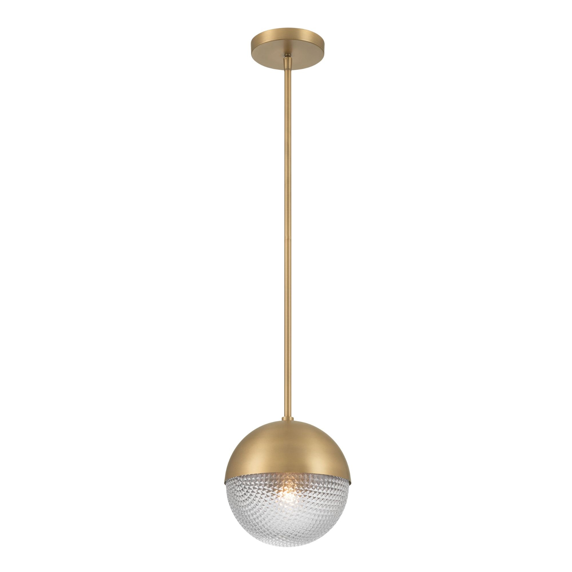Minka-Lavery Luniva 8.5 in. Mini Pendant, Legacy Brass with Clear Square Textured Glass