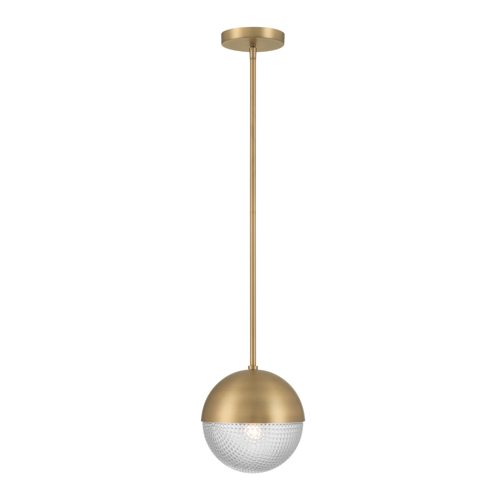 Minka-Lavery Luniva 8.5 in. Mini Pendant, Legacy Brass with Clear Square Textured Glass