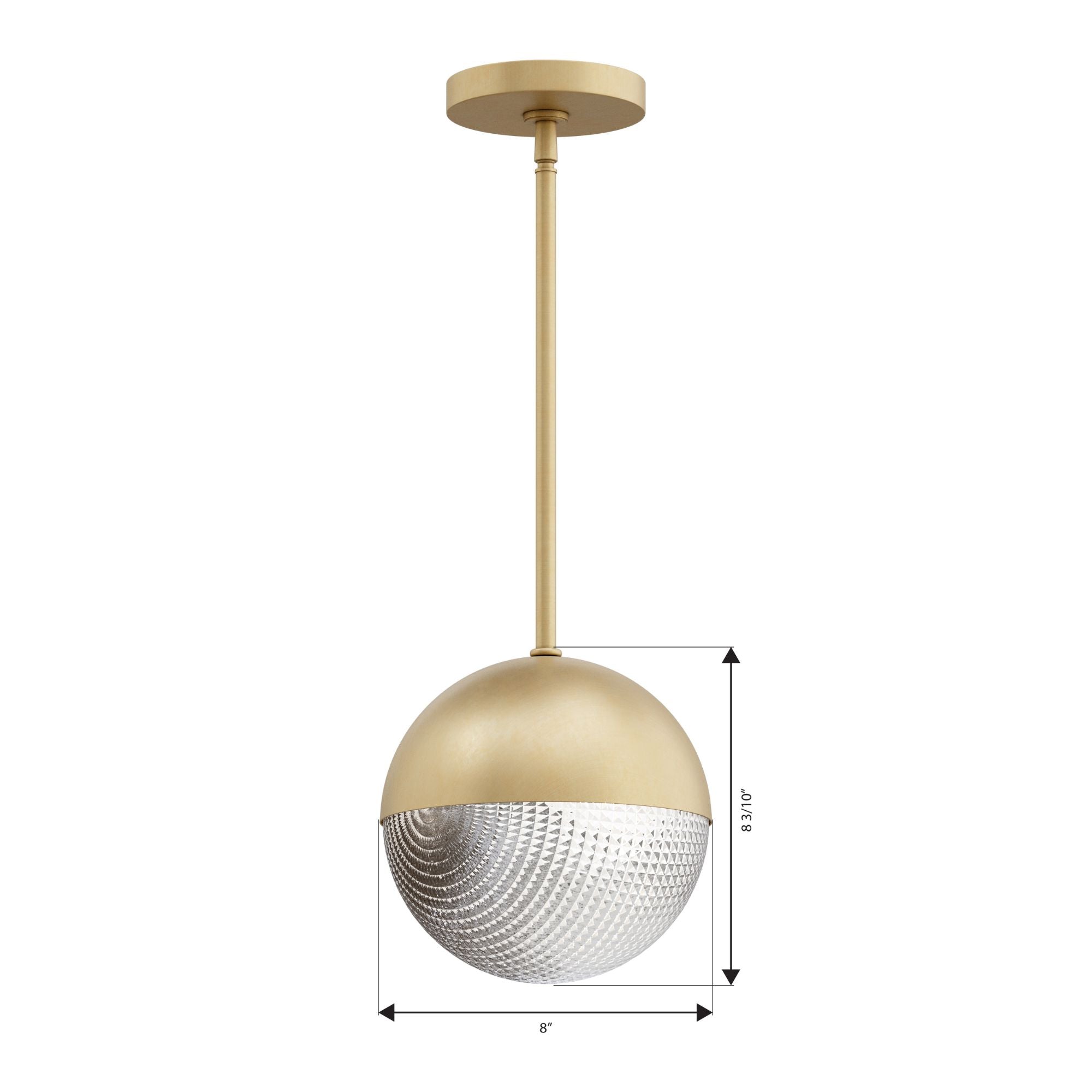 Minka-Lavery Luniva 8.5 in. Mini Pendant, Legacy Brass with Clear Square Textured Glass