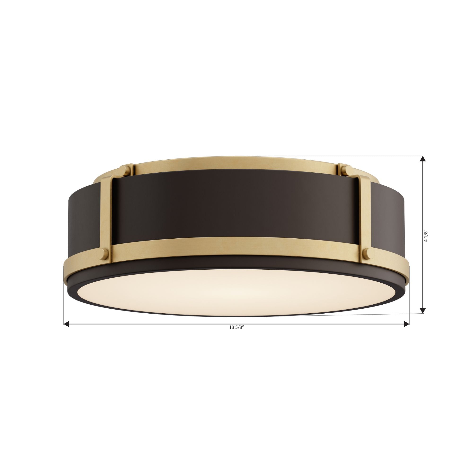 Minka-Lavery Lynca 13.75 in. LED Flush Mount, Legacy Brass & Dark Bronze with Etched Opal Glass Drum