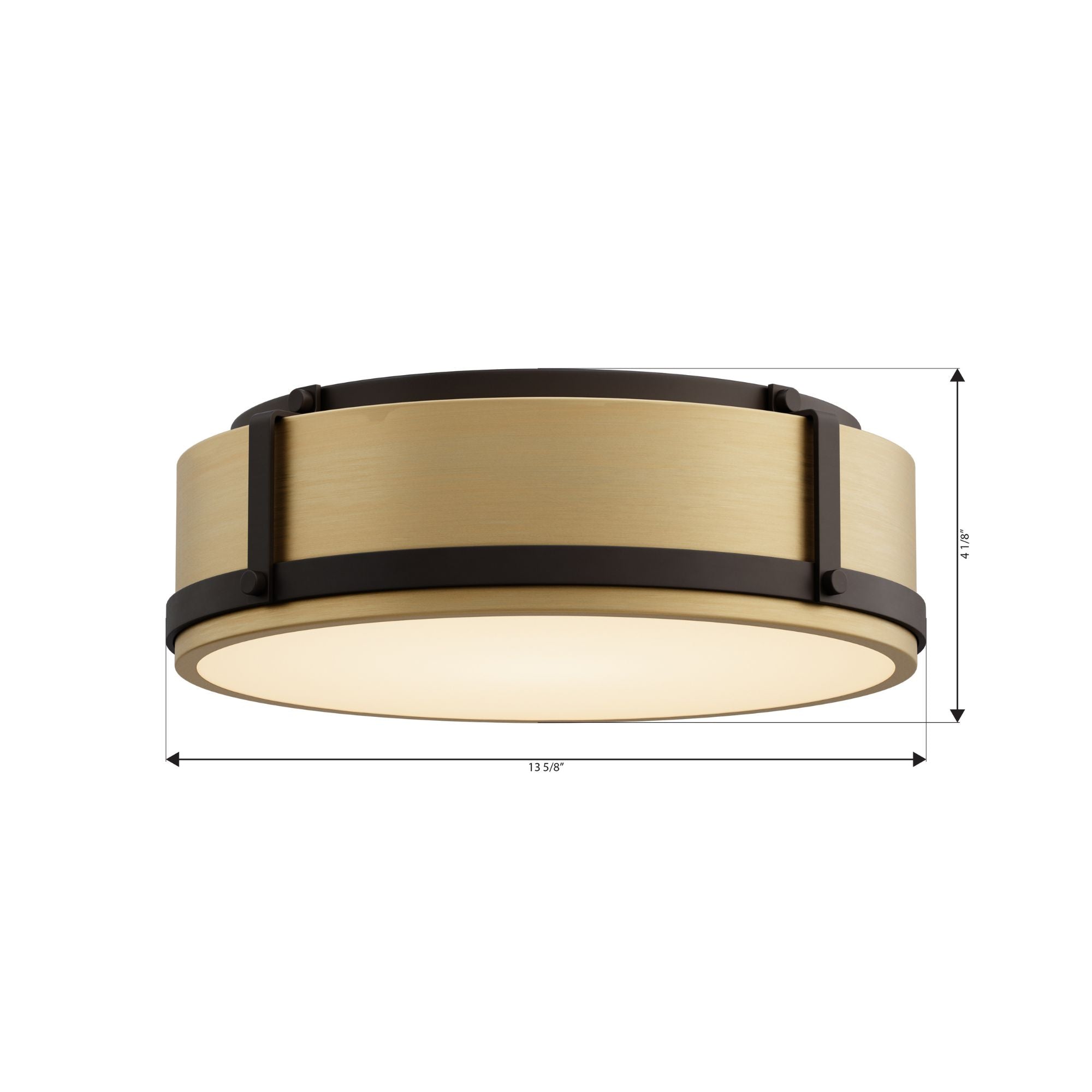 Minka-Lavery Lynca 13.75 in. LED Flush Mount, Legacy Brass & Dark Matte Black with Etched Opal Glass Drum