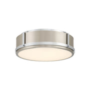 Minka-Lavery Lynca 13.75 in. LED Flush Mount, Chrome & Brushed Nickel with Etched Opal Glass Drum