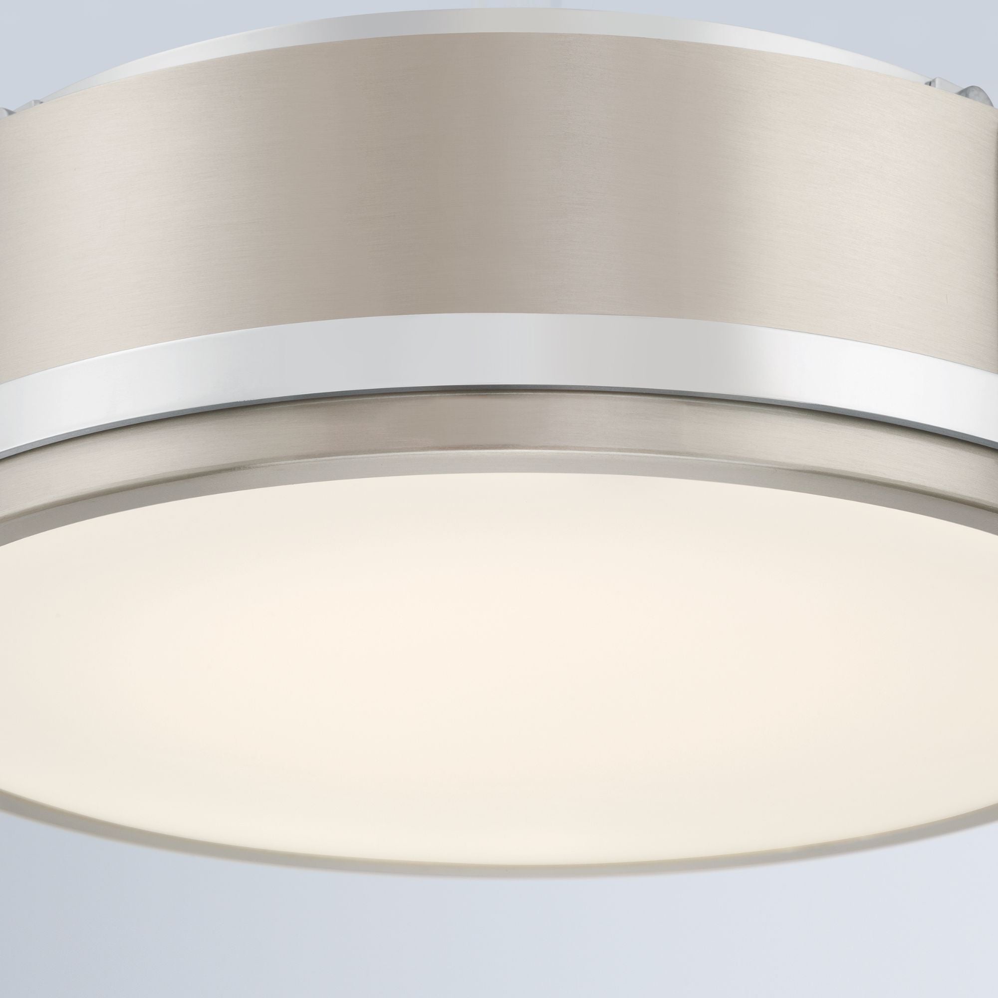 Minka-Lavery Lynca 13.75 in. LED Flush Mount, Chrome & Brushed Nickel with Etched Opal Glass Drum