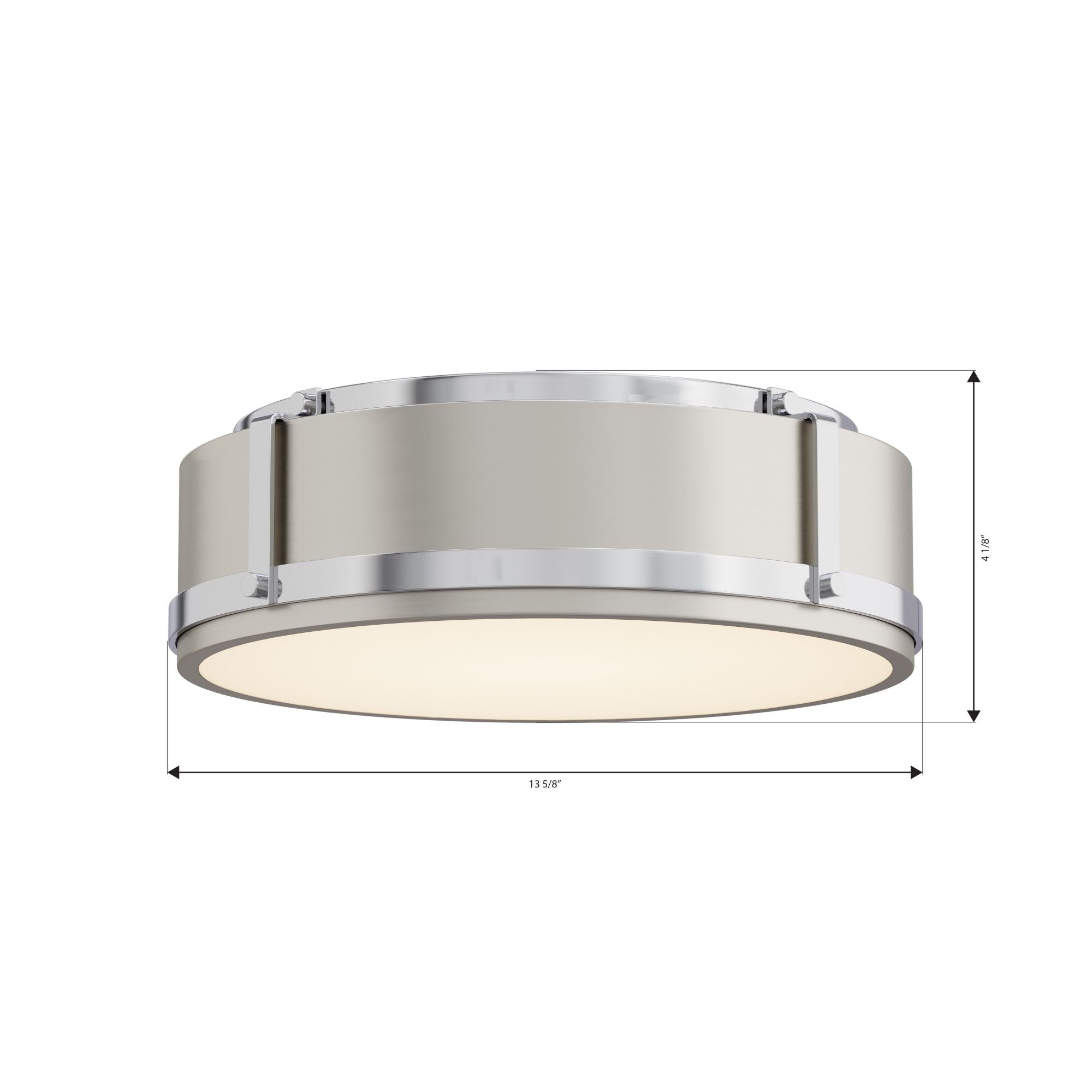 Minka-Lavery Lynca 13.75 in. LED Flush Mount, Chrome & Brushed Nickel with Etched Opal Glass Drum