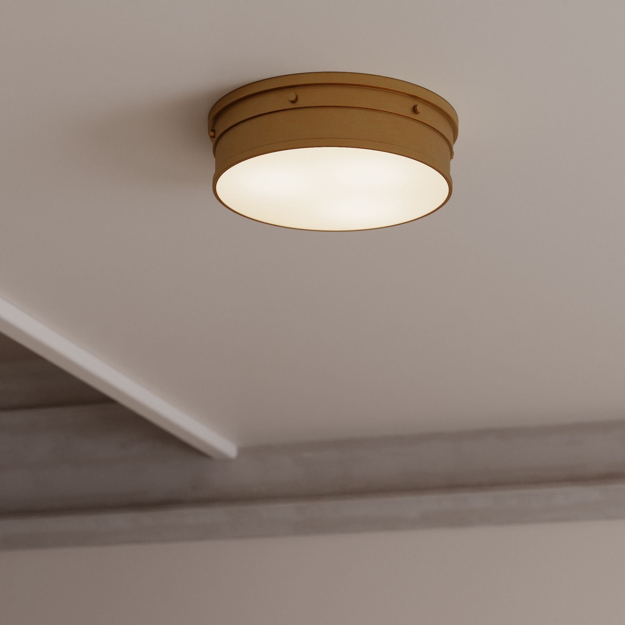 Minka-Lavery Marnex 13 in. LED Flush Mount, Legacy Brass with Etched Opal Glass