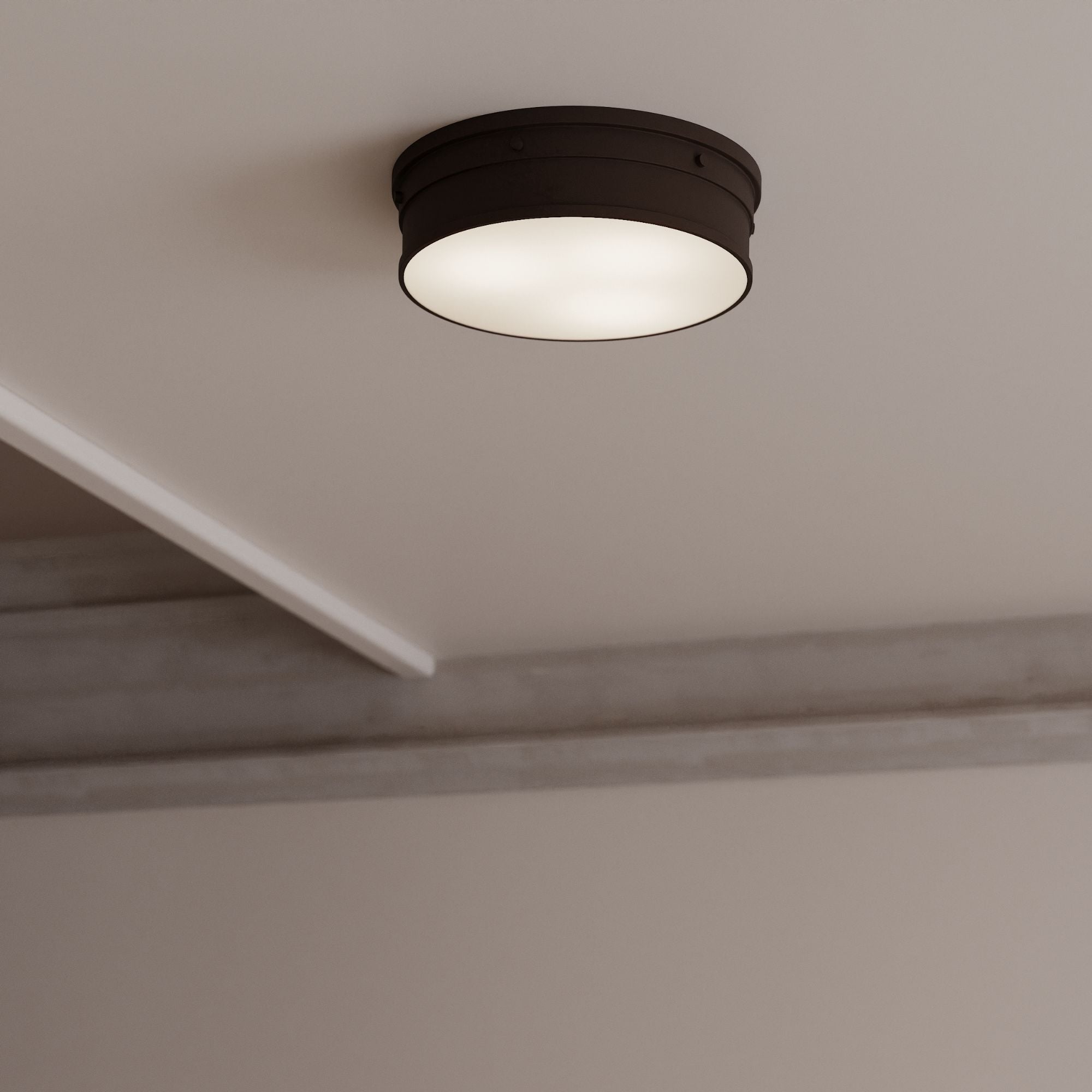 Minka-Lavery Marnex 13 in. LED Flush Mount, Plated Dark Bronze with Etched Opal Glass