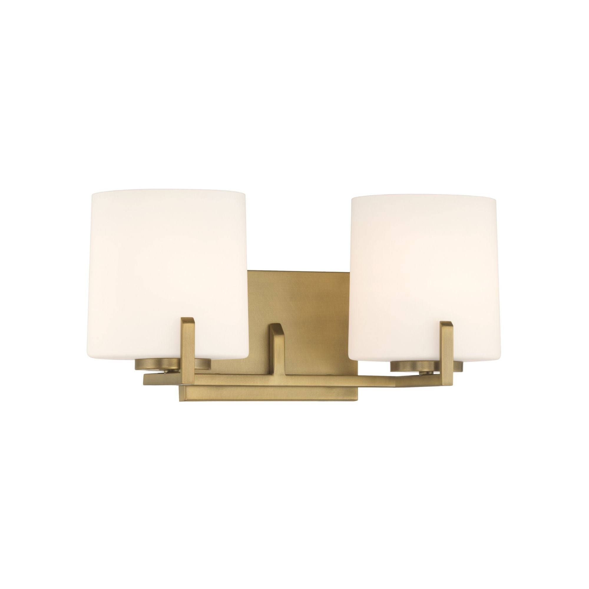 Minka-Lavery Mirelle 16 in. 2-Light Vanity, Legacy Brass with Etched Opal Glass Oval Shades