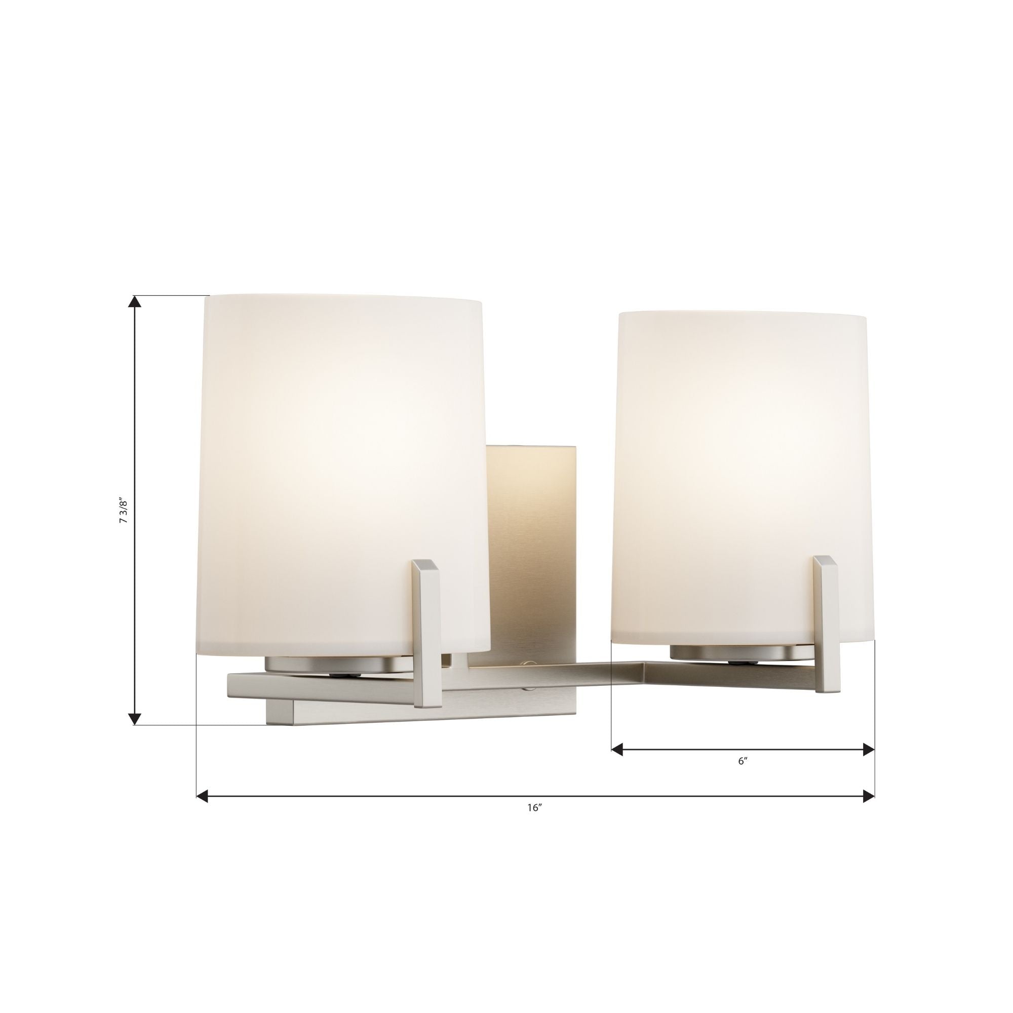 Minka-Lavery Mirelle 16 in. 2-Light Vanity, Brushed Nickel with Etched Opal Glass