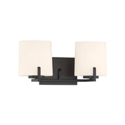Minka-Lavery Mirelle 16 in. 2-Light Vanity, Dark Matte Black with Etched Opal Glass