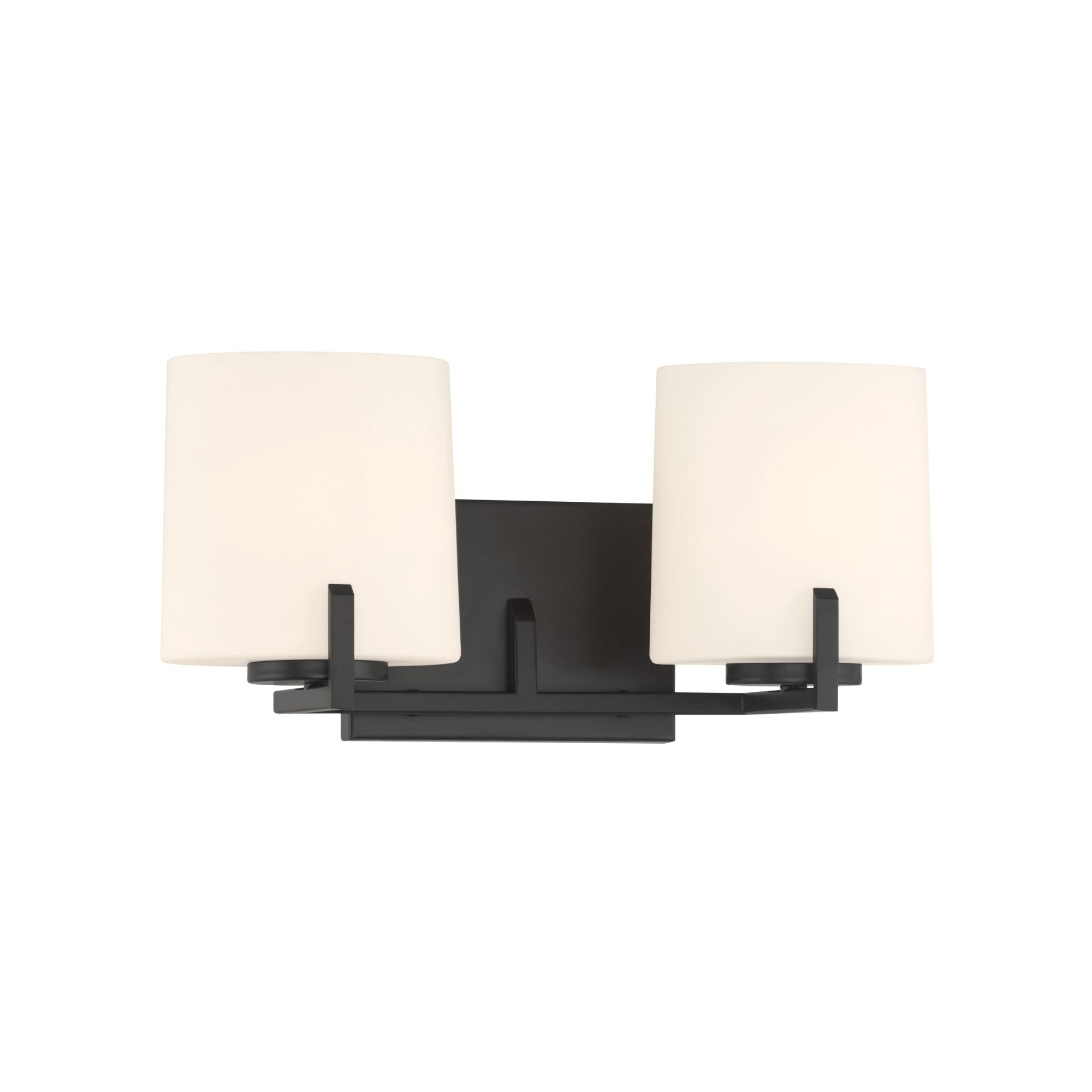 Minka-Lavery Mirelle 16 in. 2-Light Vanity, Dark Matte Black with Etched Opal Glass