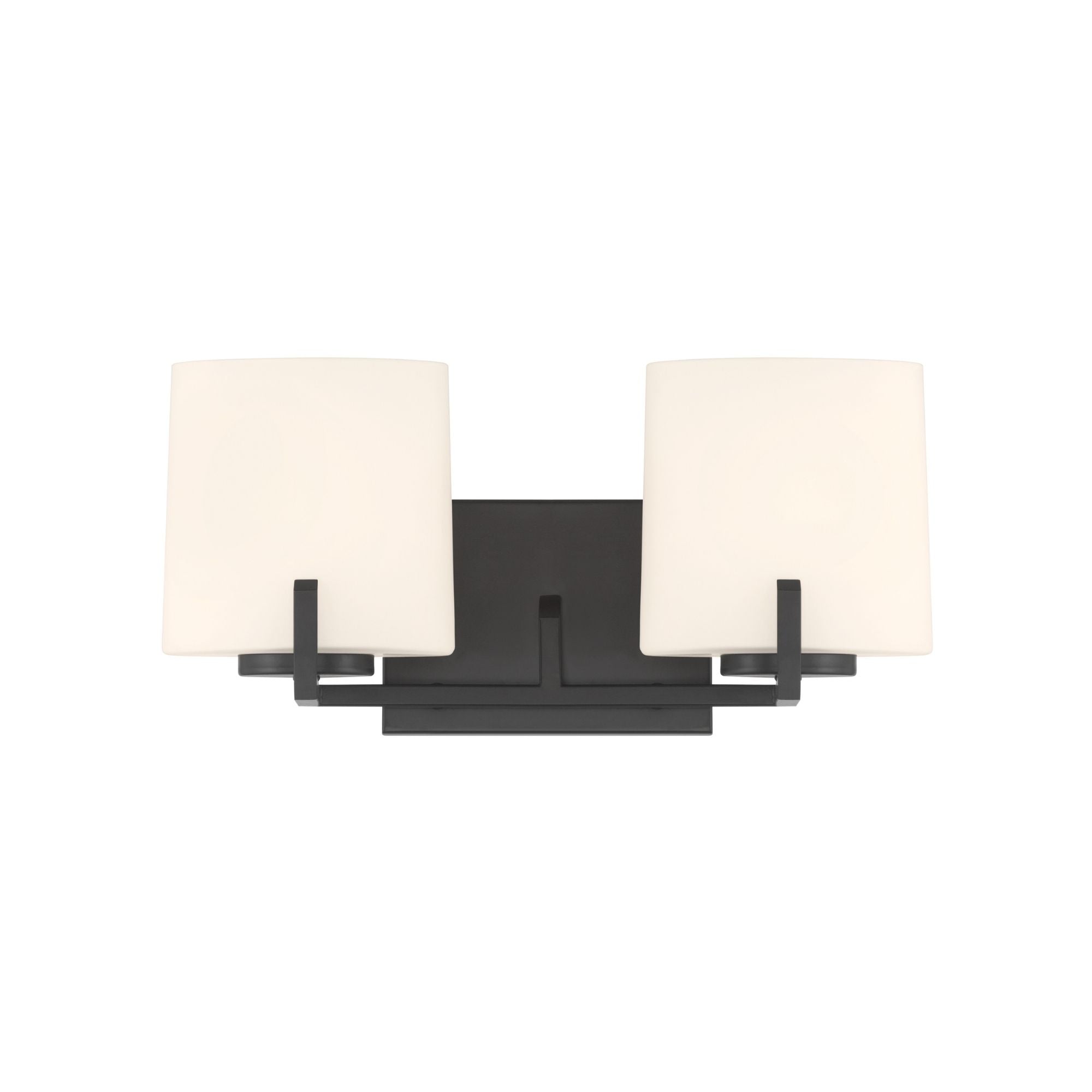 Minka-Lavery Mirelle 16 in. 2-Light Vanity, Dark Matte Black with Etched Opal Glass