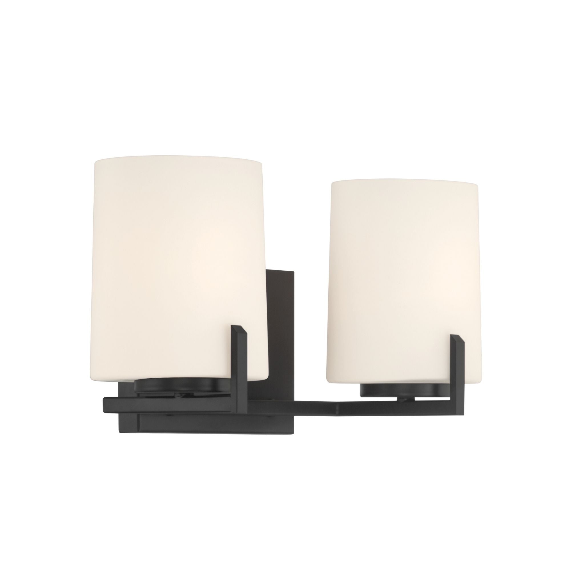 Minka-Lavery Mirelle 16 in. 2-Light Vanity, Dark Matte Black with Etched Opal Glass
